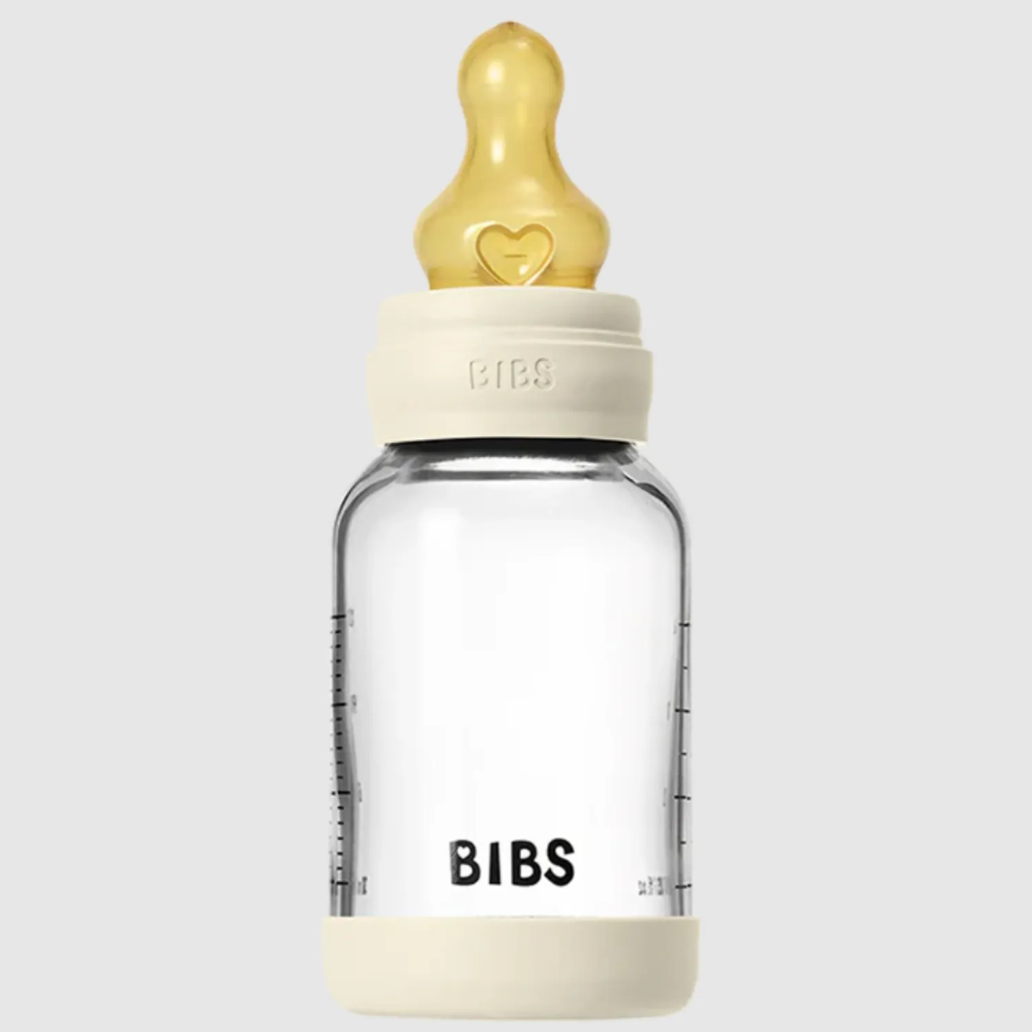 Бутылочка BIBS стеклянная для кормления с латексной соской медленный поток 120 мл 
