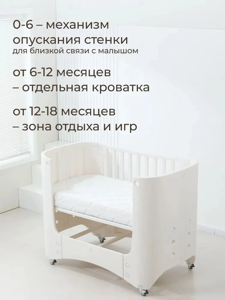Кроватка детская UNIX Kids Premium White с матрацем PBCRIB3H2TWT	
