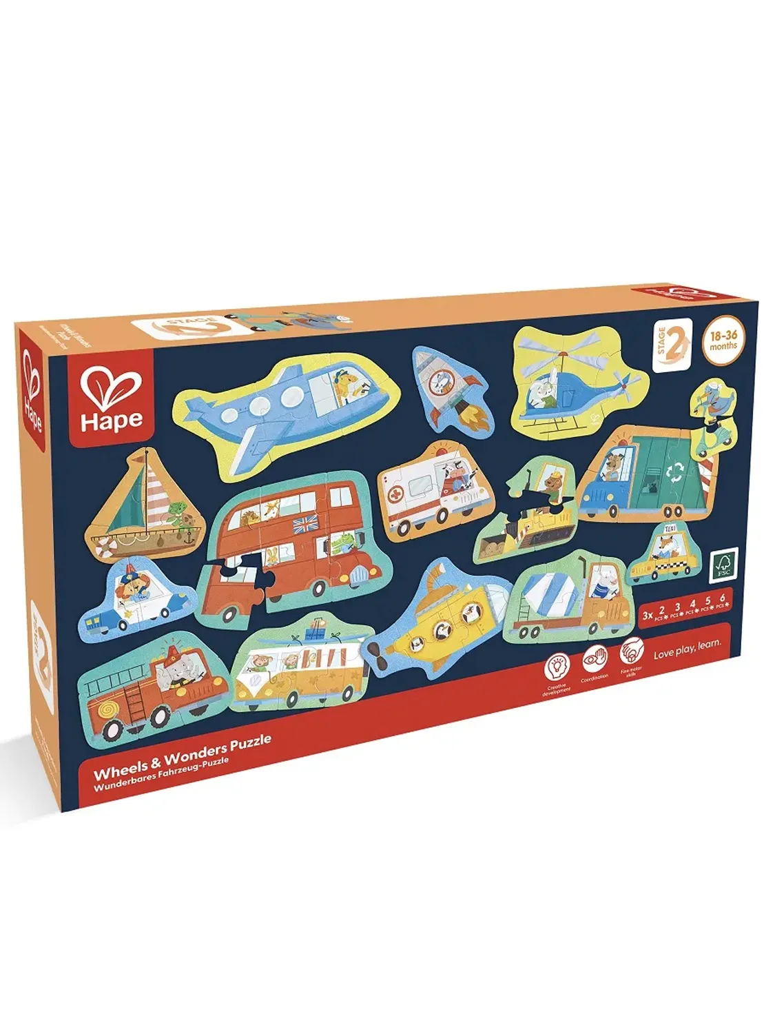 Пазл Hape «Транспорт» 15 картинок E1649_HP