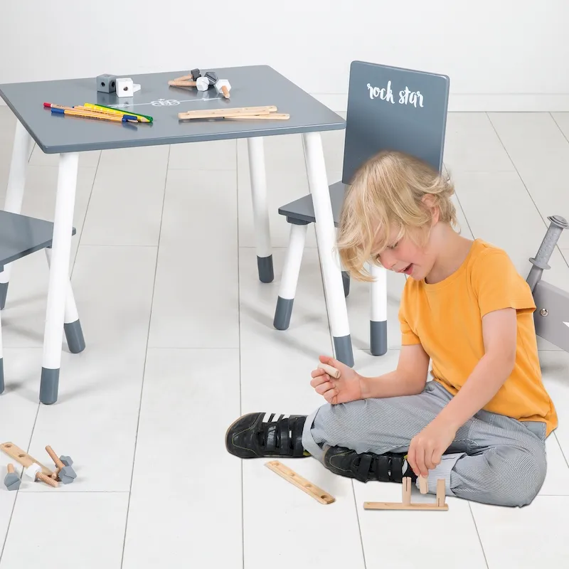 Комплект детской мебели ROBA Rock Star Baby: стол + 2 стульчика, серый/белый 450019RS3
