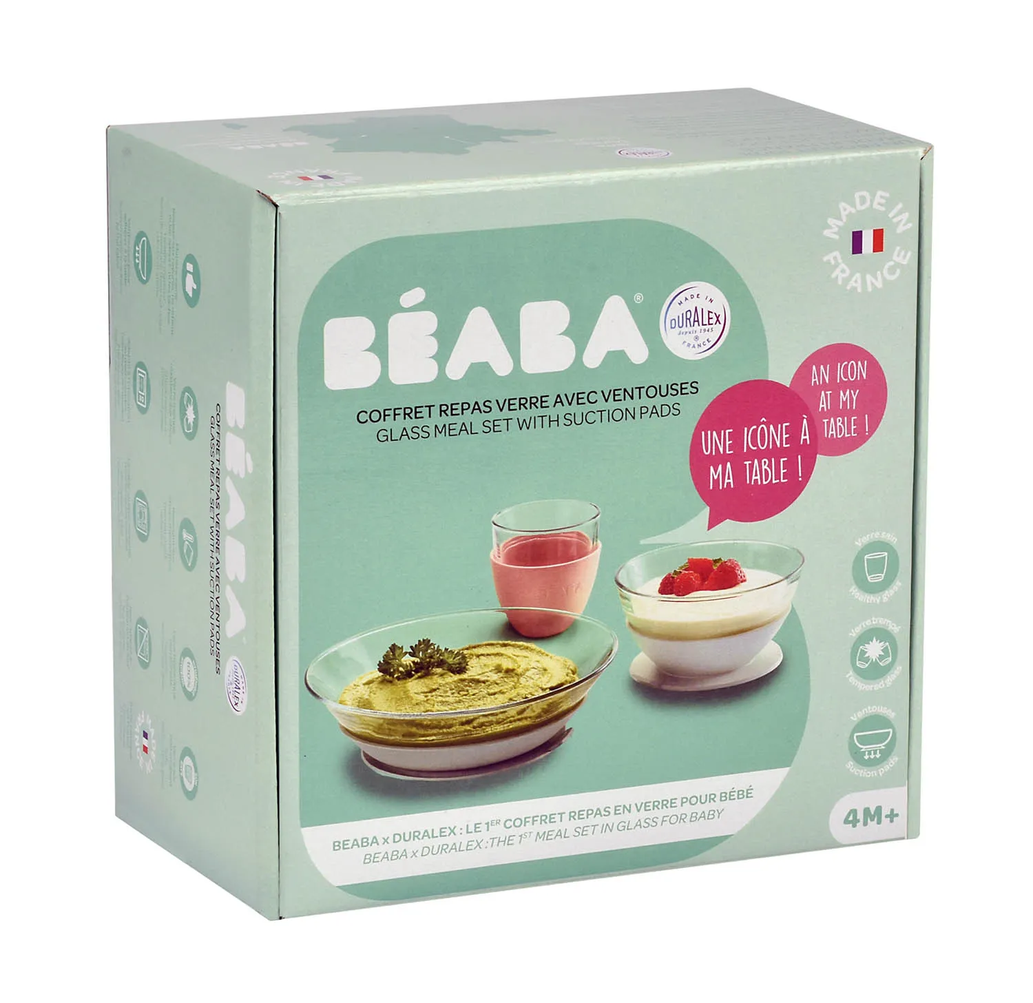 Набор посуды Beaba стеклянный 2 тарелки, чашка Coffret Repas Verre