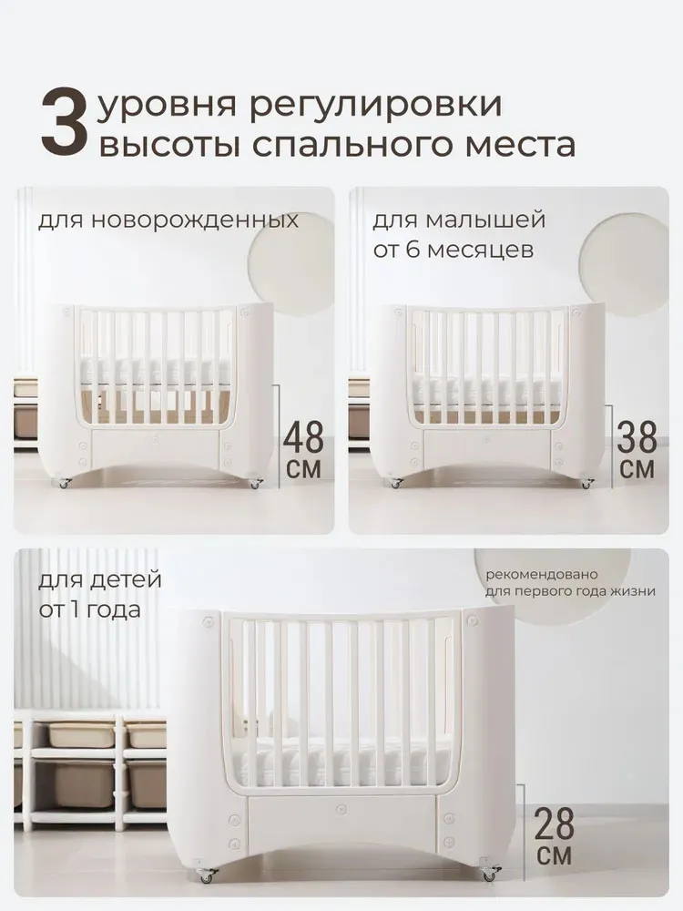 Кроватка детская UNIX Kids Premium White с матрацем PBCRIB3H2TWT	