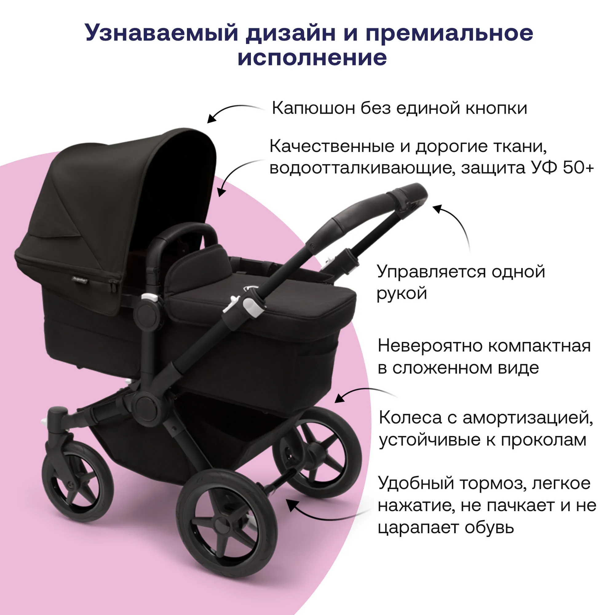 Коляска 2 в 1 Bugaboo Donkey5 Twin шасси Black