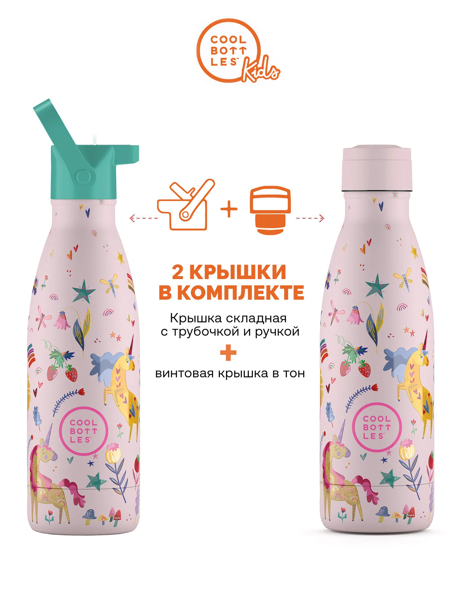 Термос–термобутылка Cool Bottles Kids серия Fantasy Funny Unicorns 350 мл