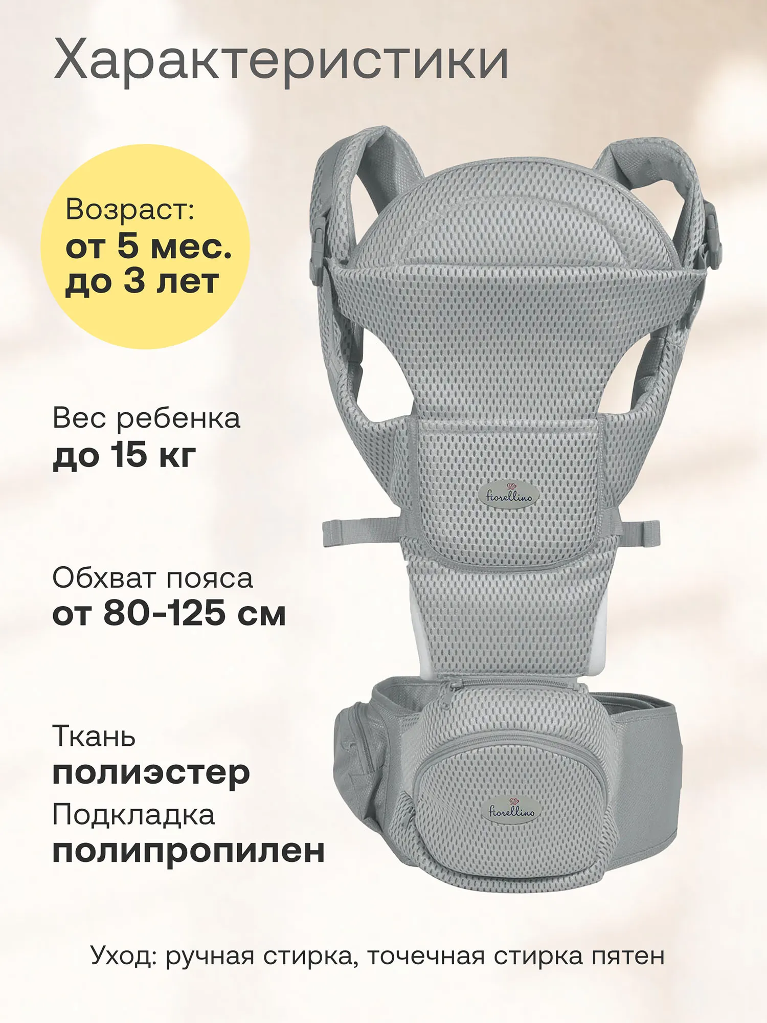 Рюкзак переноска Fiorellino dark grey mesh MD2003