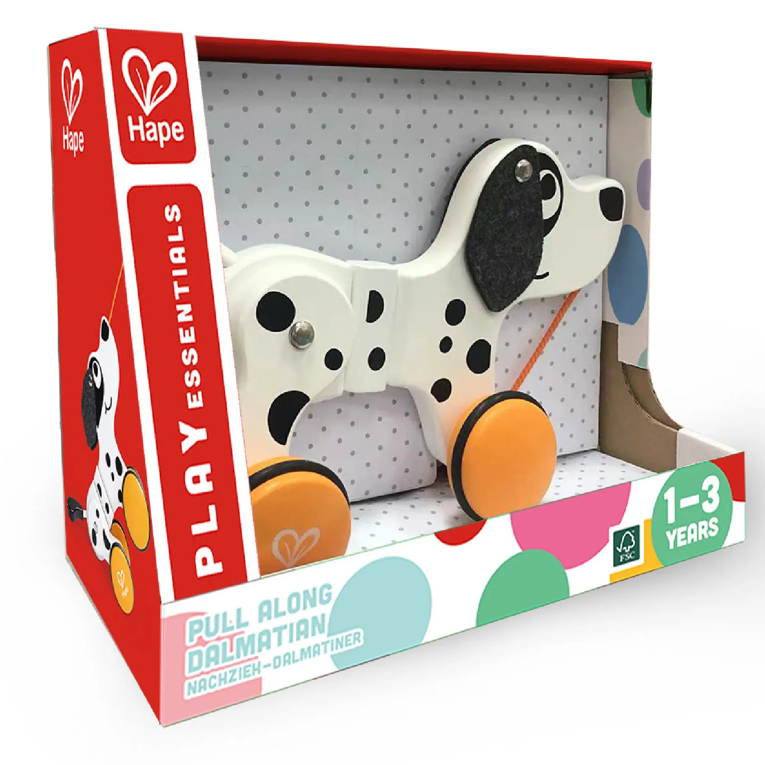 Игрушка-каталка HAPE серия «Зверики» Собачка на веровочке E0368_HP