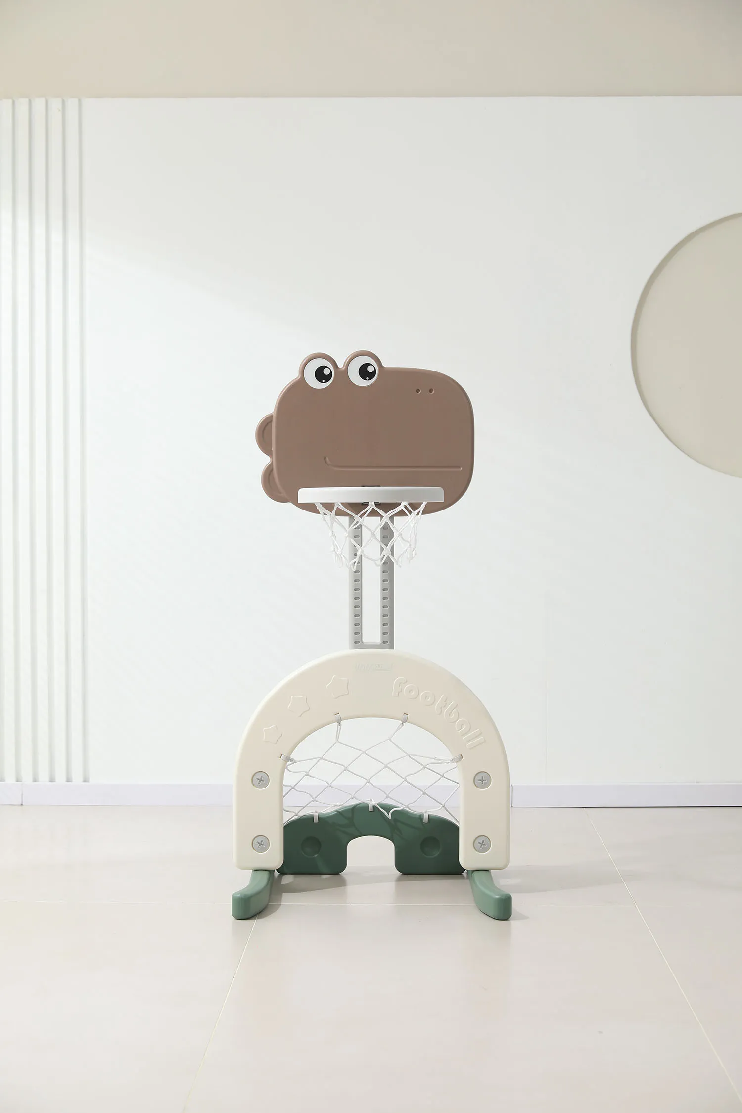 Стойка баскетбольная и хоккейные/футбольные ворота UNIX Kids Dino (3 в 1) Green PPBSDINOGR