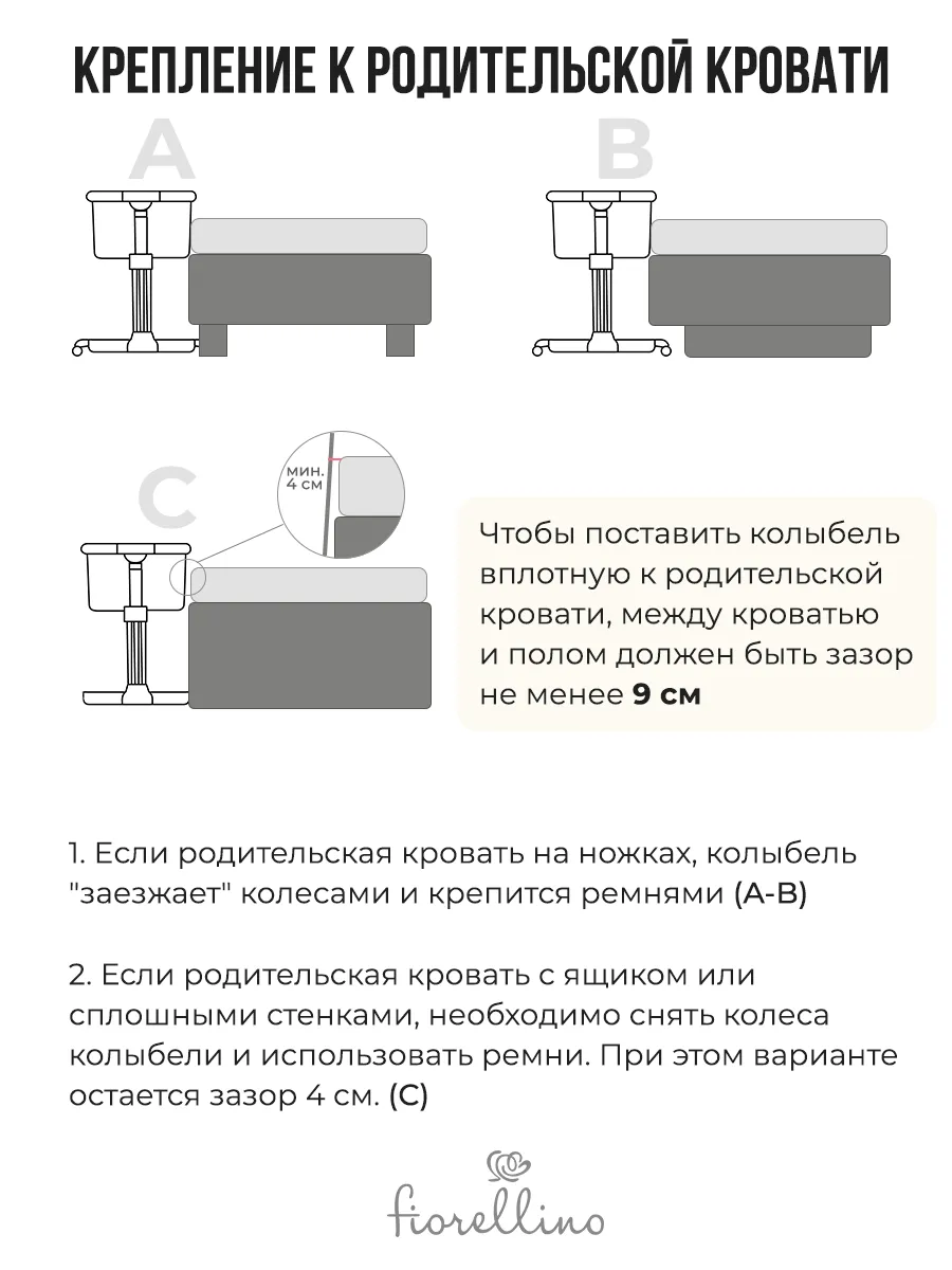 Люлька-колыбель 4 в 1 приставная Fiorellino