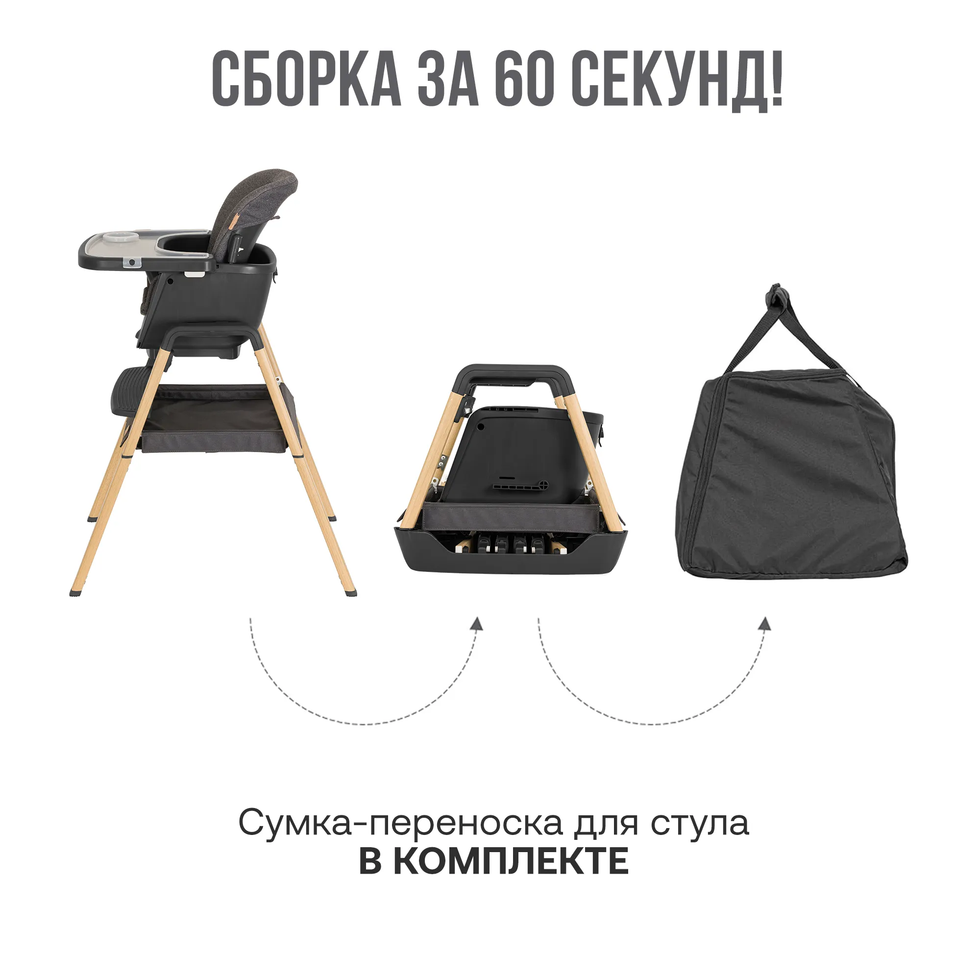 Стульчик для кормления растущий Tutti Bambini NOVA + Качели Fiorellino mint BSN001