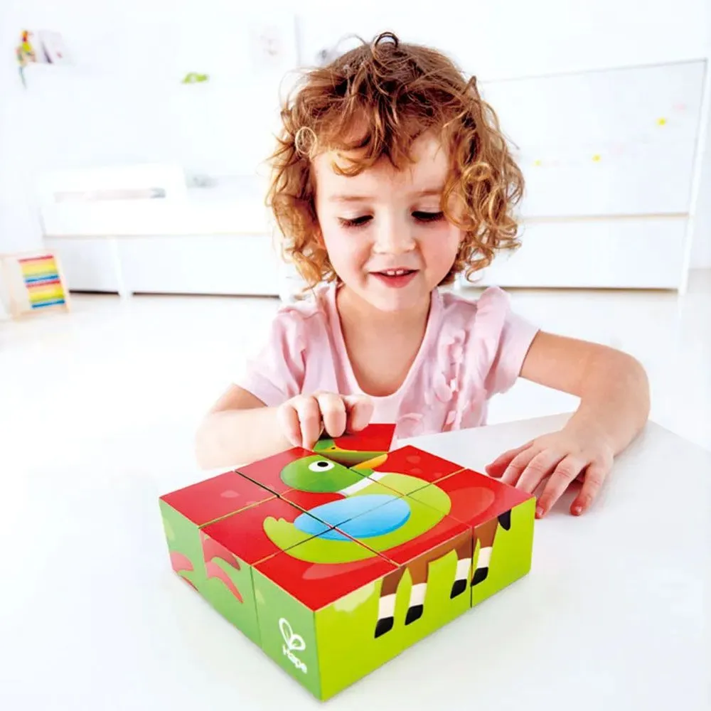 Игрушка HAPE деревянные кубики Ферма, головоломка 6 картинок E1618_HP