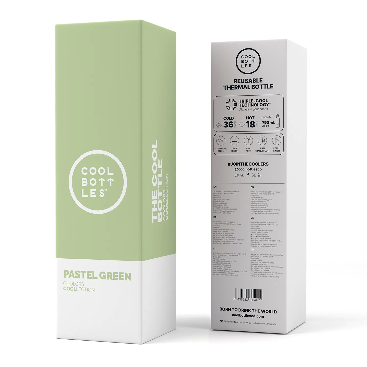 Термос–термобутылка Cool Bottles Pastel Green 750 мл CB750PAG