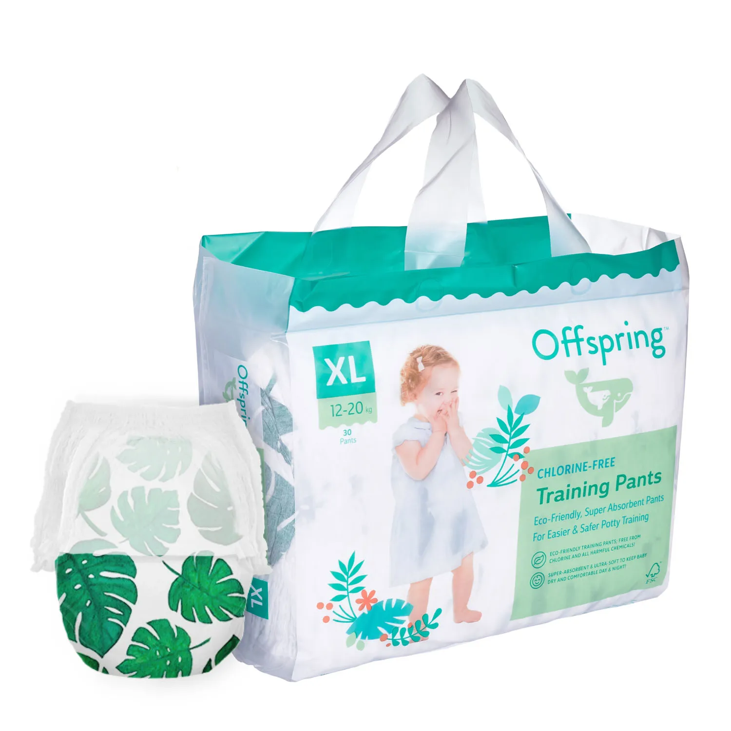 Трусики-подгузники Offspring Тропики XL 12-20 кг 30 шт OF02XLLEA