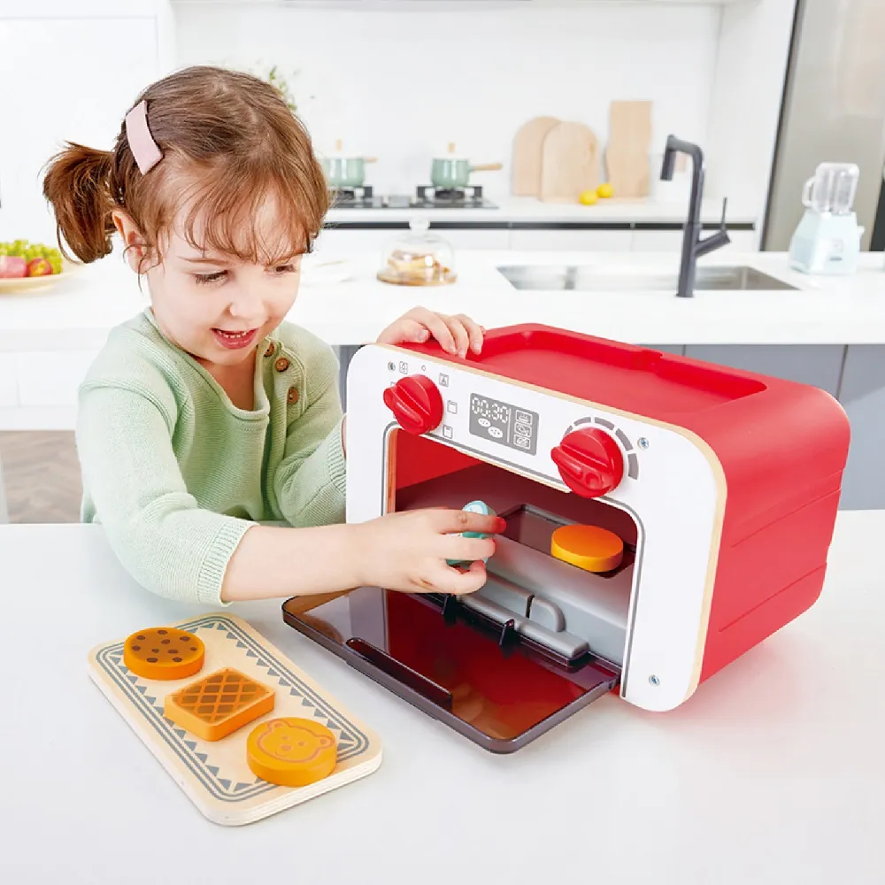 Кухня 3 в 1 Hape духовка, плита, набор еды