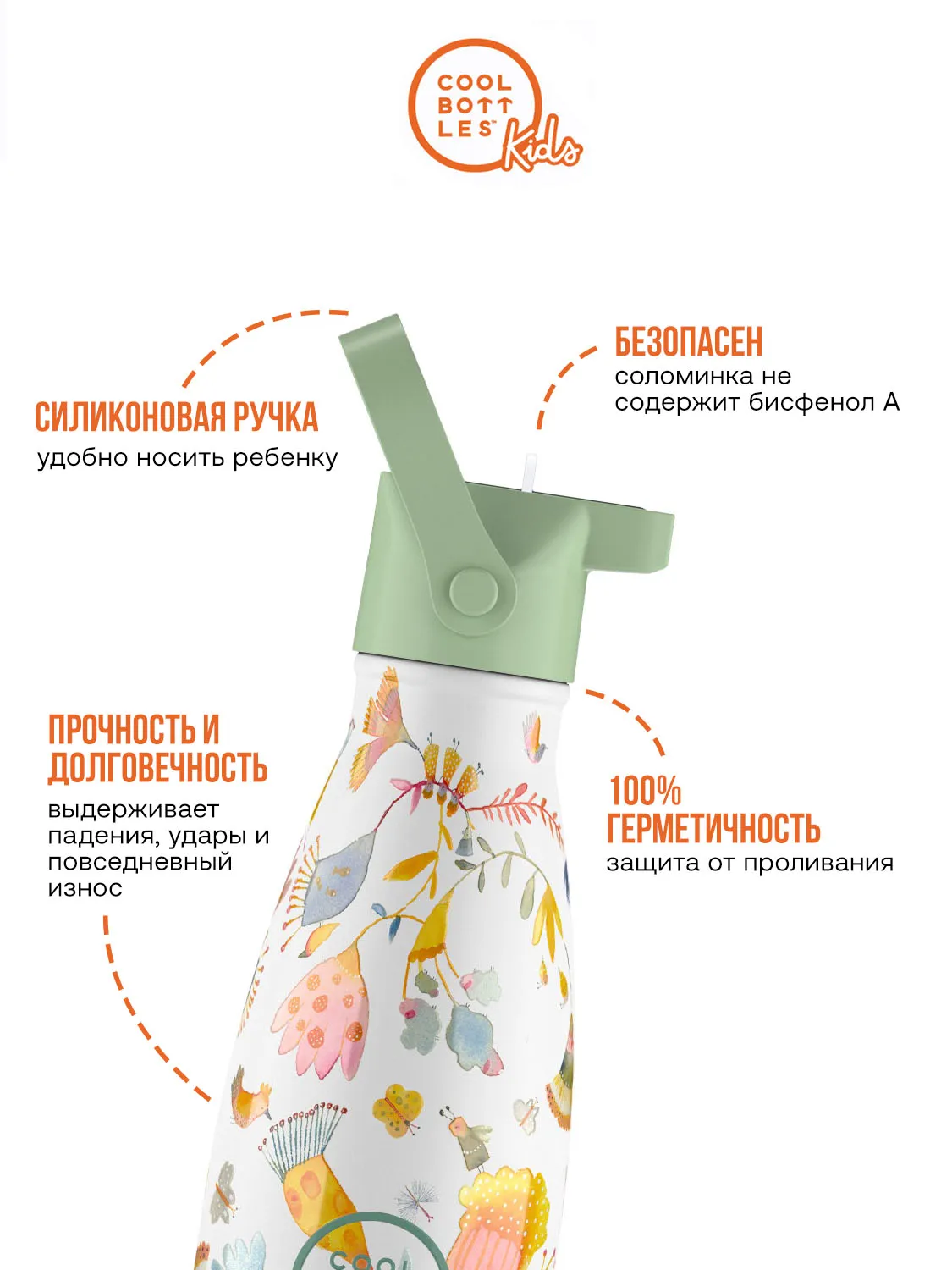 Термос–термобутылка Cool Bottles Kids серия Adventure Spring Flowers 260 мл CBBK26SF