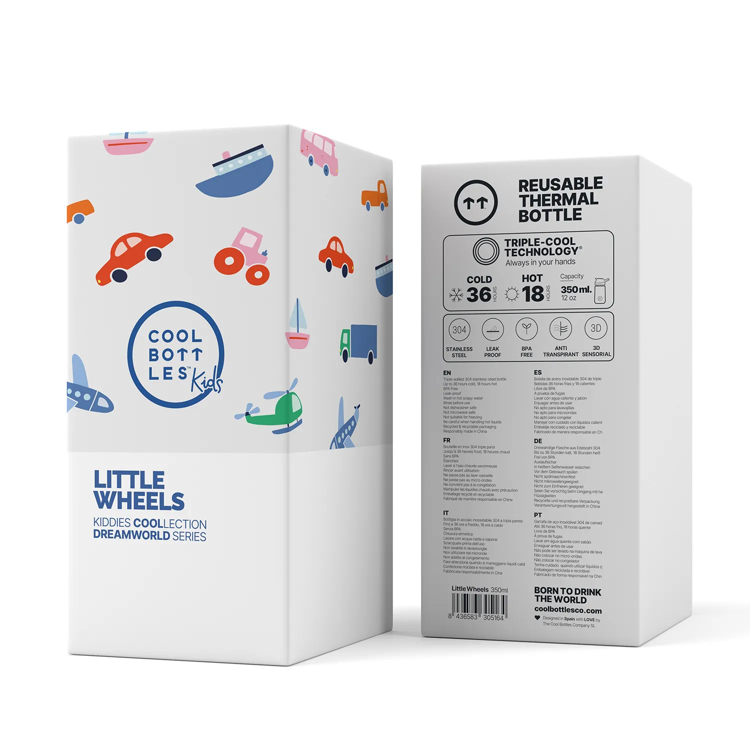 Термос-термобутылка Cool Bottles Kiddie Little Wheels 350 мл