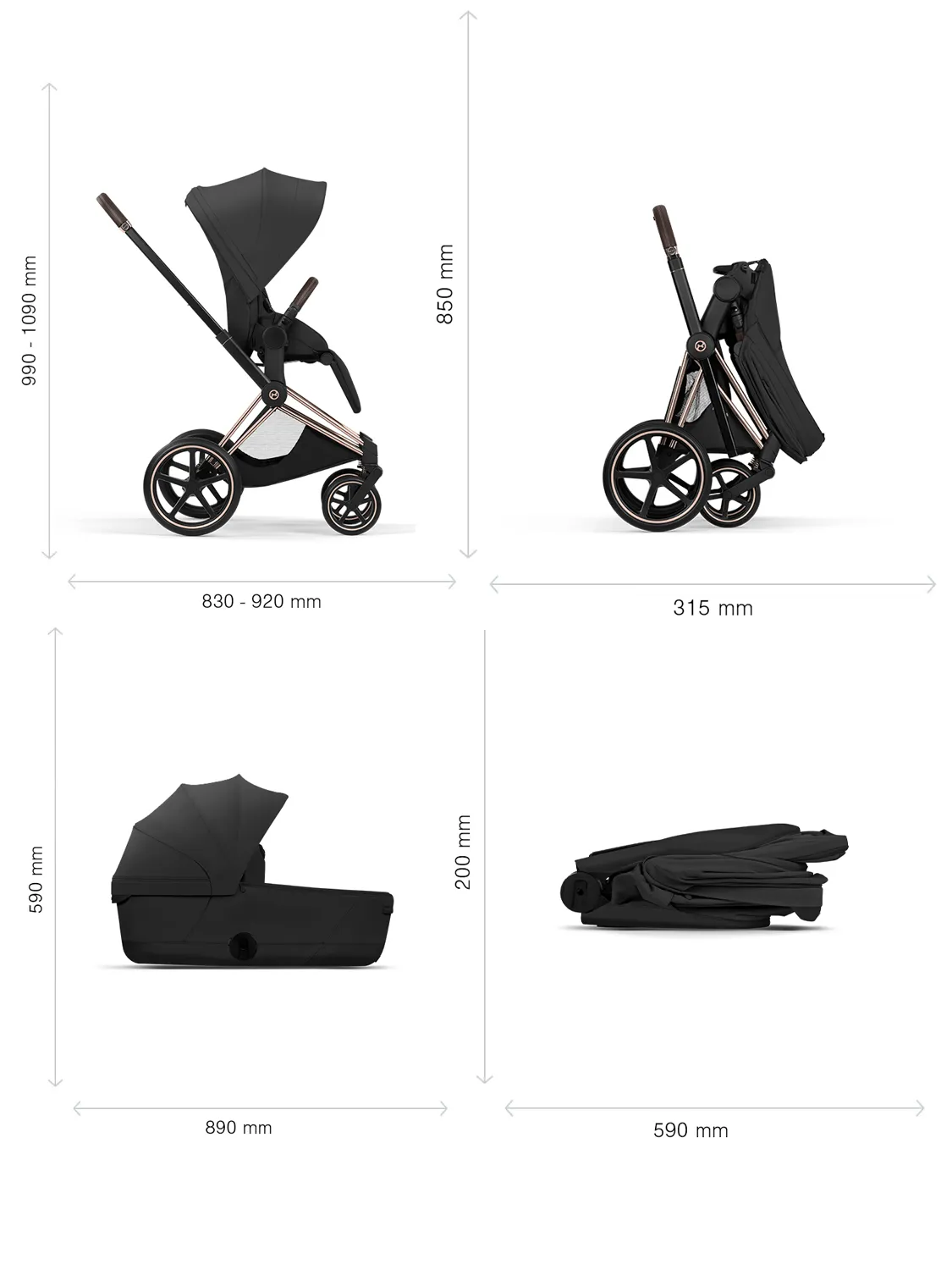Коляска 2 в 1 Cybex Priam 5 Style шасси Chrome Brown