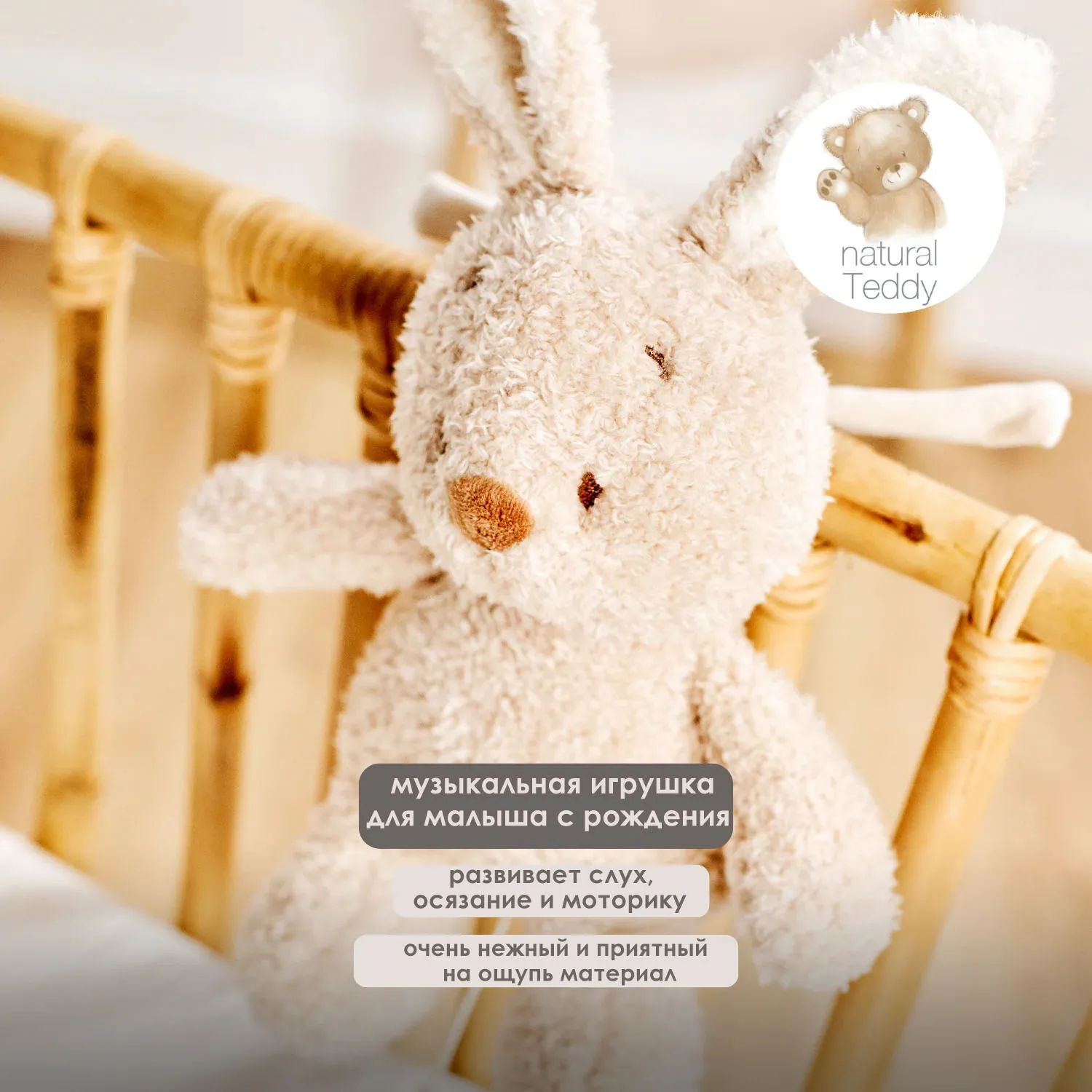 Игрушка мягкая Nattou Musical Soft toy TEDDY Кролик музыкальная 856386