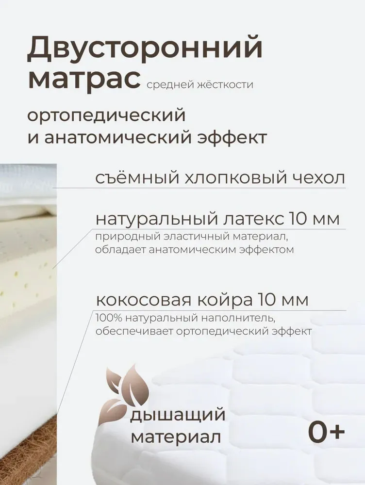 Кроватка детская UNIX Kids Premium White с матрацем PBCRIB3H2TWT	