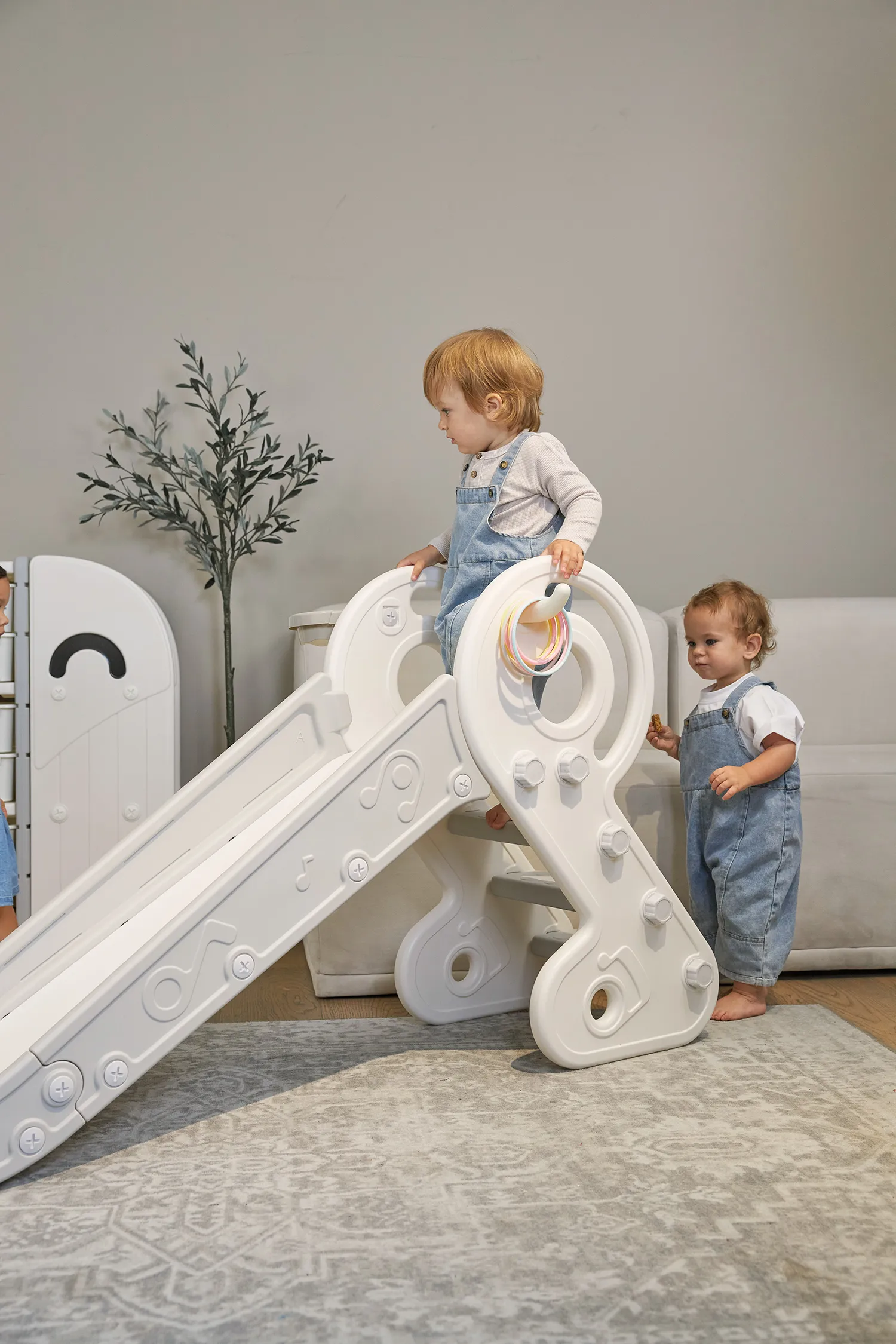 Комплект UNIX Kids: Горка Music Grey PPSL132GRY + Подарок Балансборд белый PPBB90W