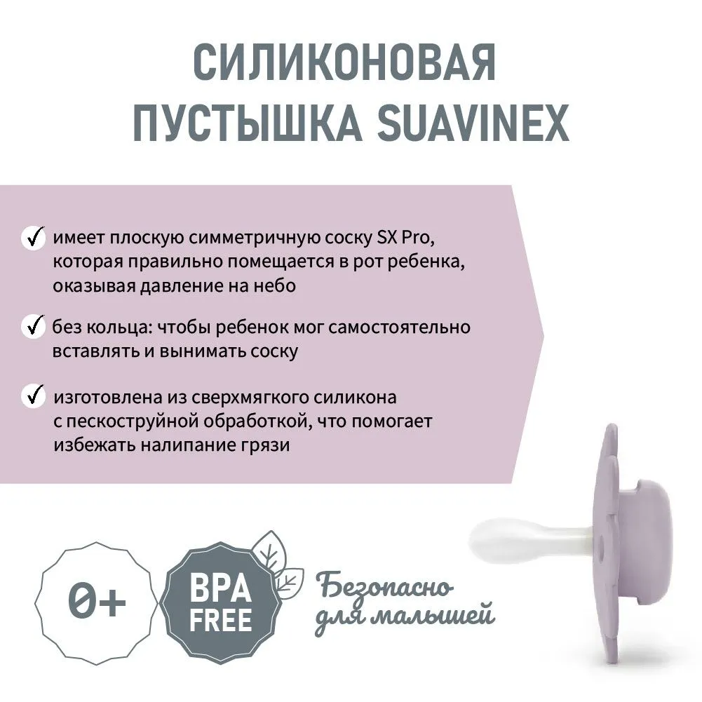 Соска-пустышка Suavinex Pro 0–6 мес PHYSIOLOGICAL силикон WONDER
