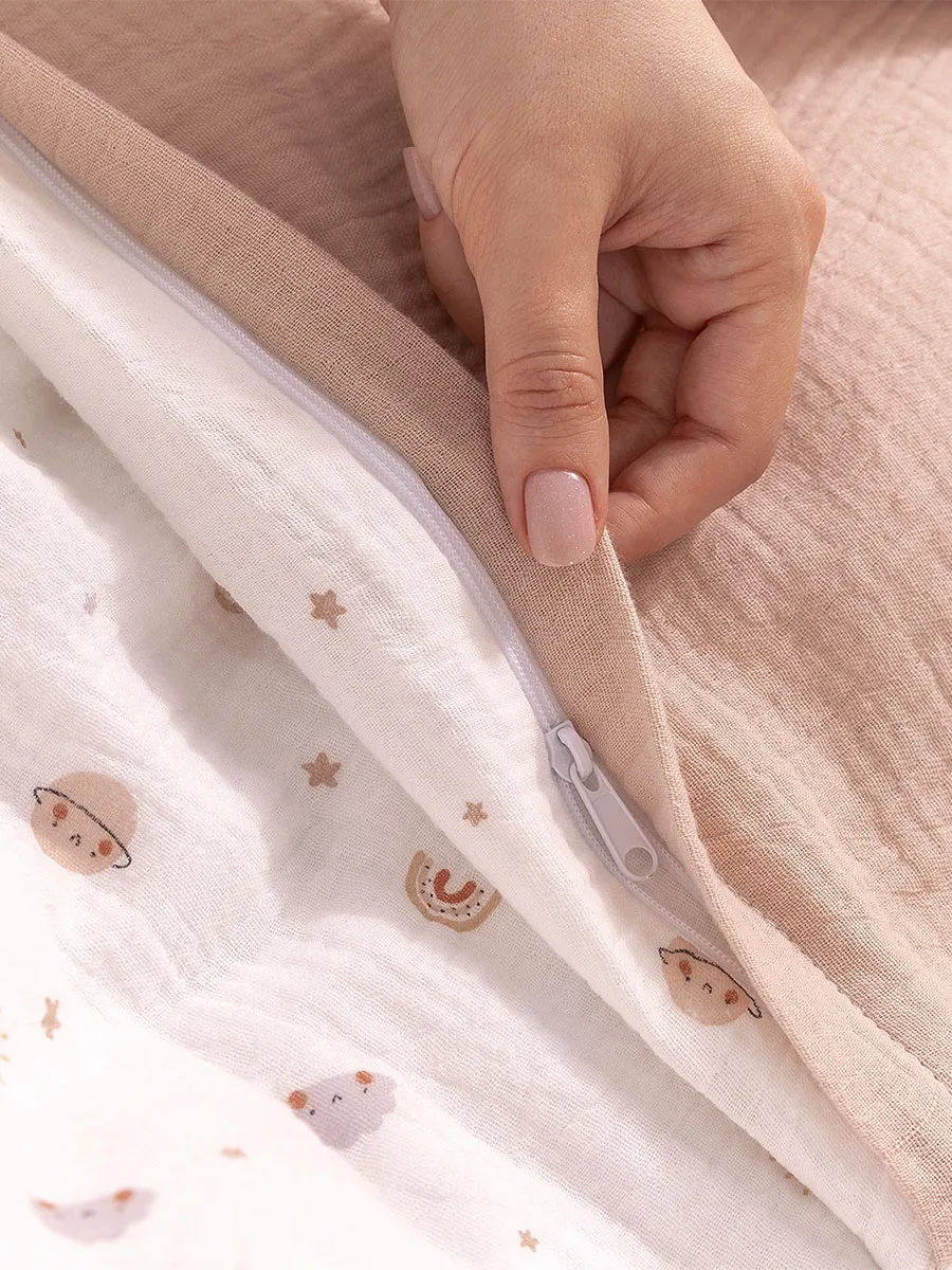 Комплект постельного белья PERINA Muslin 3 предмета 120х60 Планеты/Латте