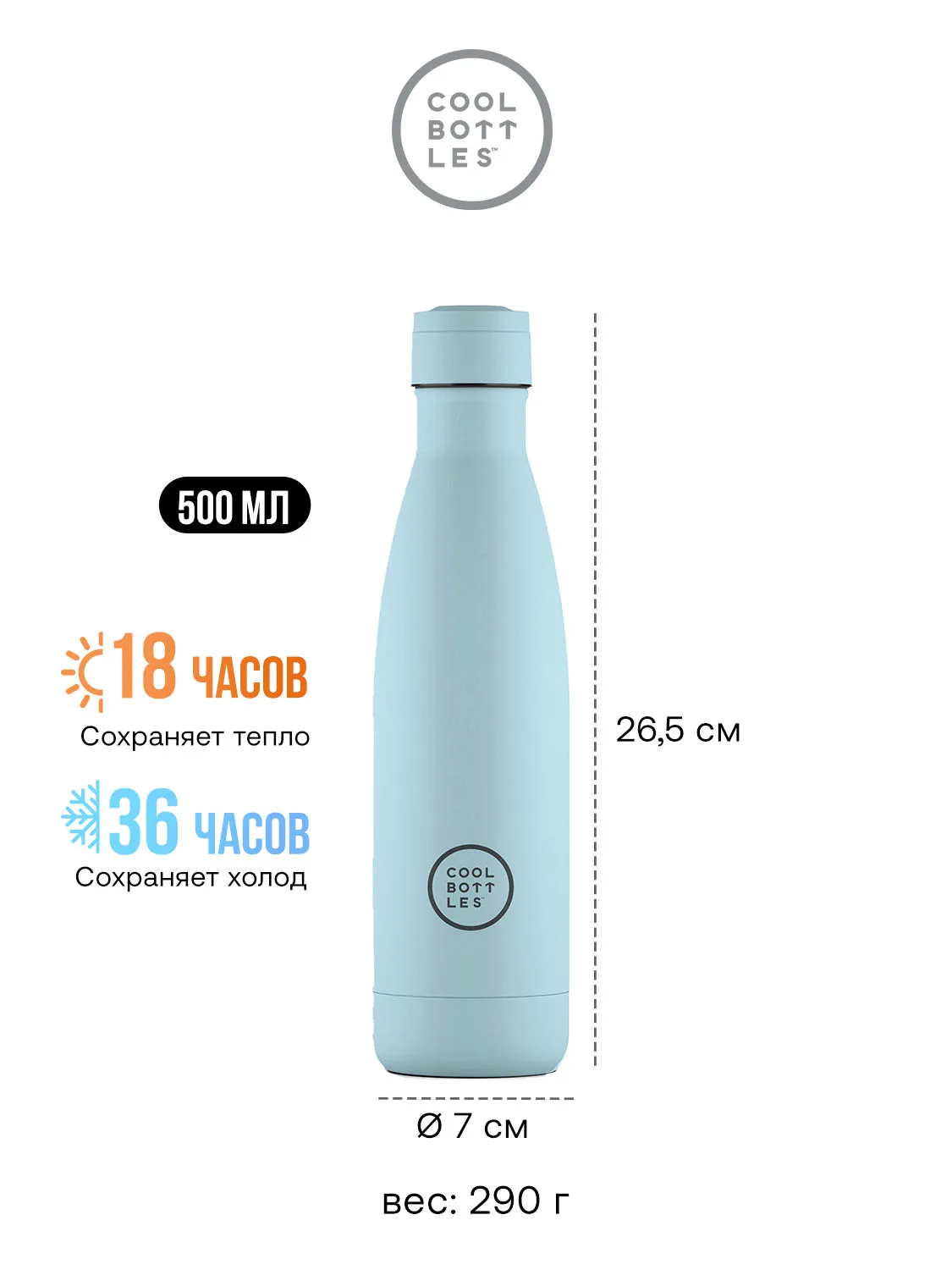 Термос-термобутылка Cool Bottles Pastel Sky 500 мл CB500PAS