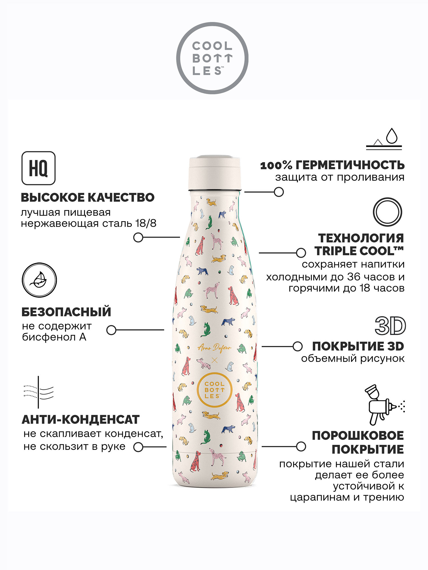 Термос–термобутылка Cool Bottles 500мл