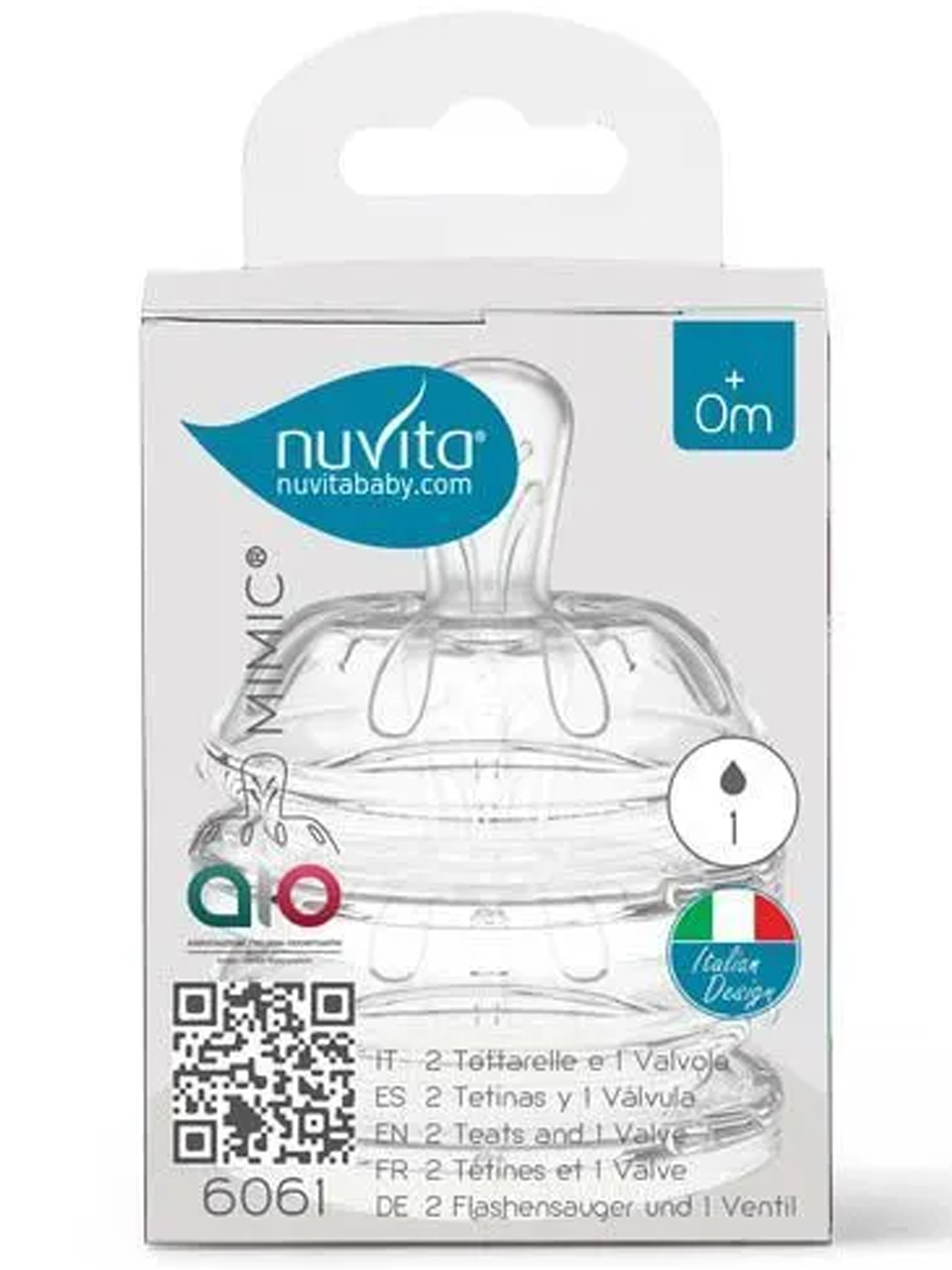 Соска для бутылочек Nuvita силиконовая 6061 Teats Flow 1, 2 шт