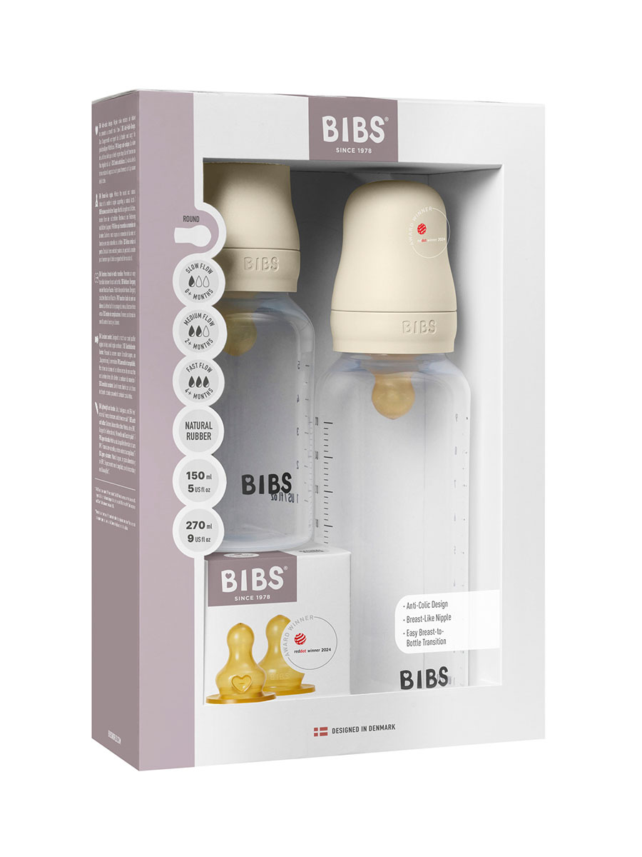 Набор бутылочек BIBS подар. для кормления с латексной соской, 3 потока – Айвори (Ivory),150 и 270 мл 5018216