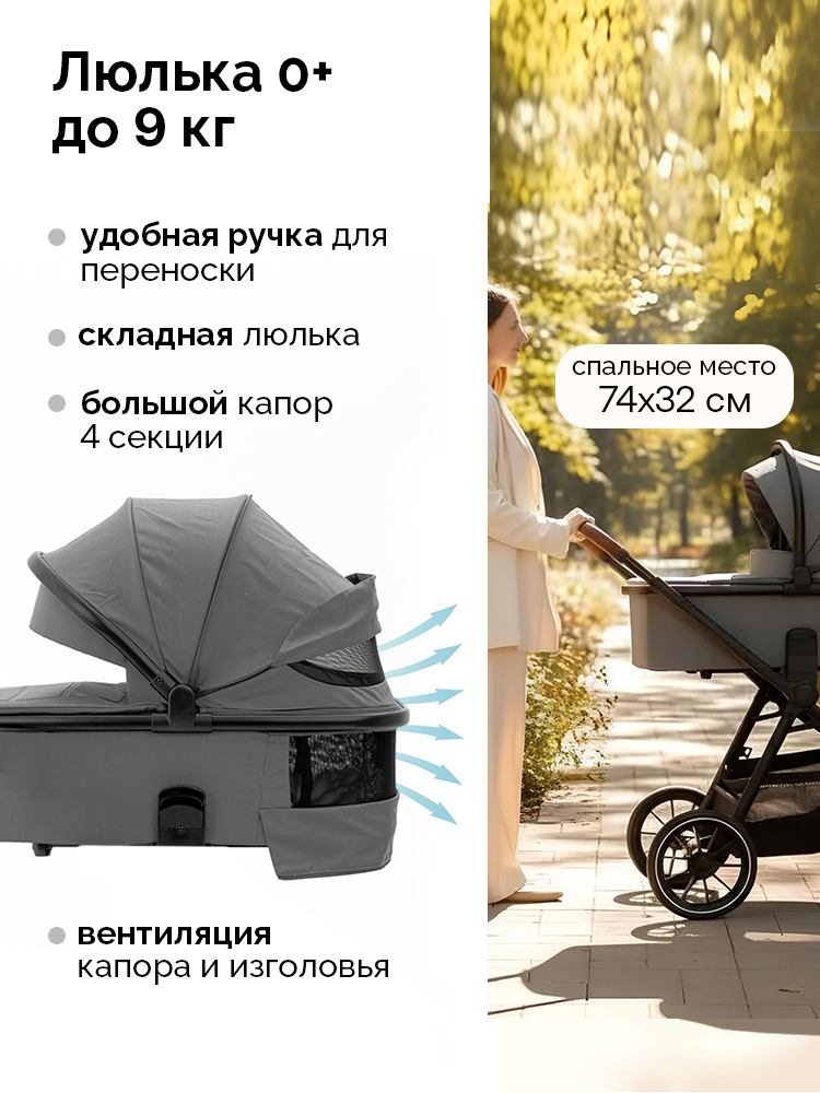Коляска 2 в 1 Bumprider Atlas, большая люлька, пружинная амортизация