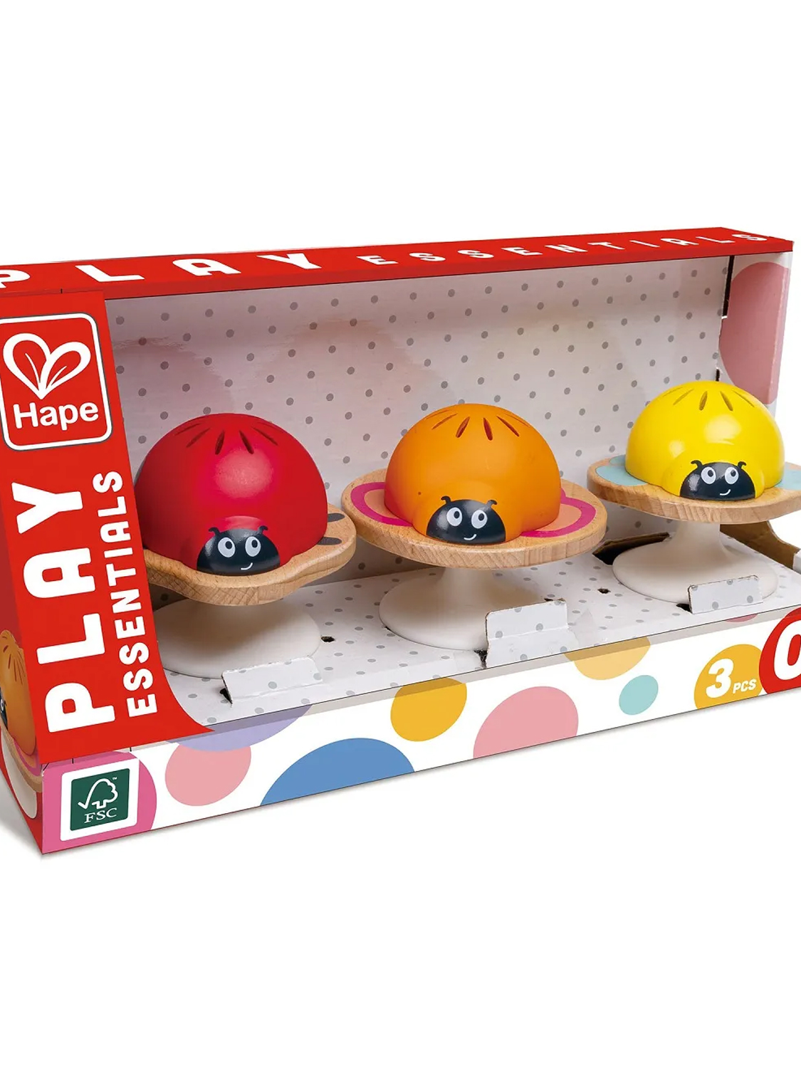 Набор игрушек-погремушек Hape на присосках «Бабочка, пчела, божья коровка»