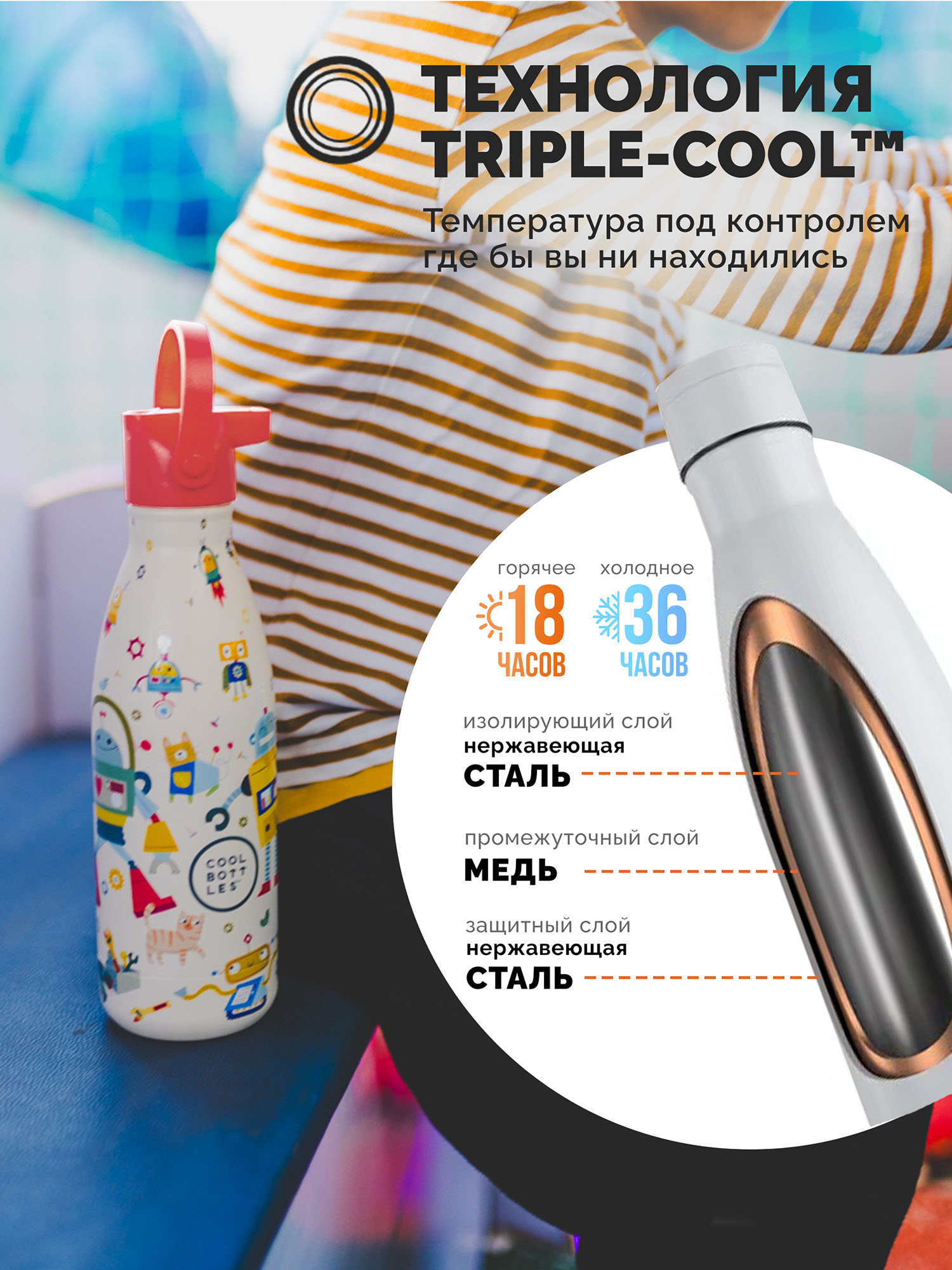 Термос–термобутылка Cool Bottles Kids 350мл