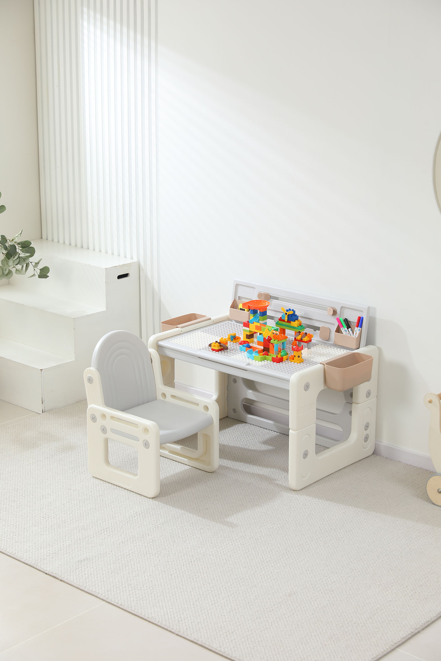 Стол со стульчиком 4 в 1 детский развивающий UNIX Kids Camel PPT4IN1CL Витрина