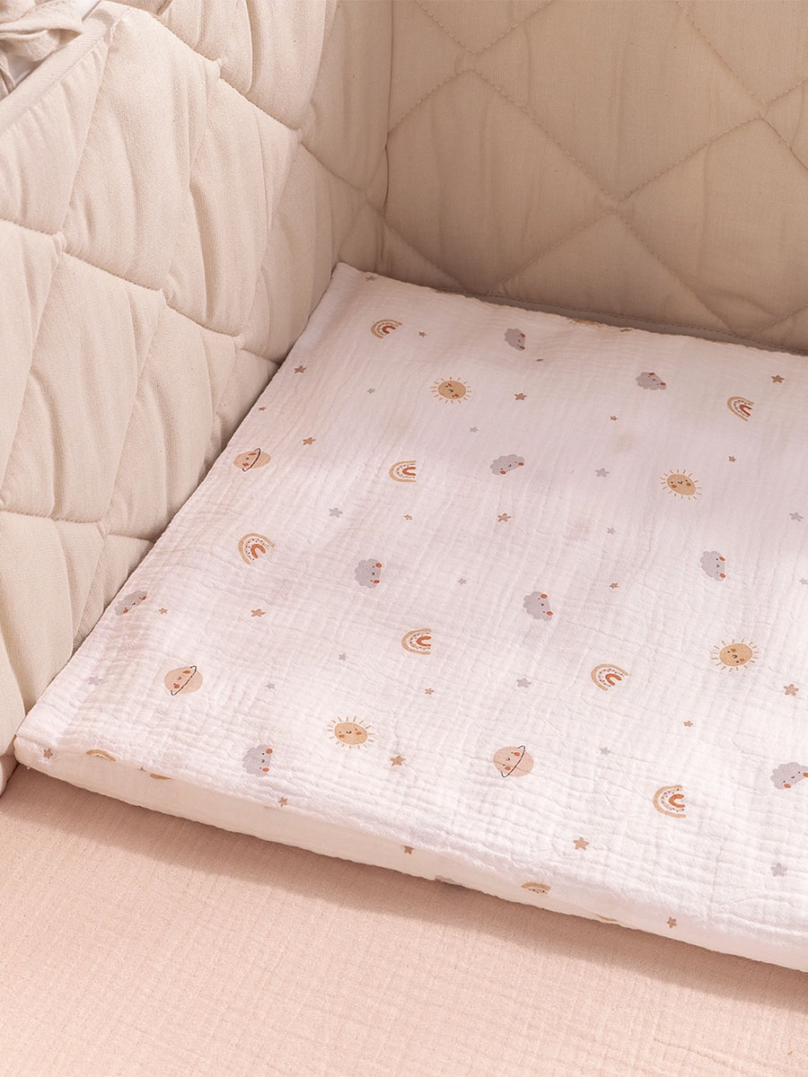Комплект постельного белья PERINA Muslin 3 предмета 120х60 Планеты/Латте