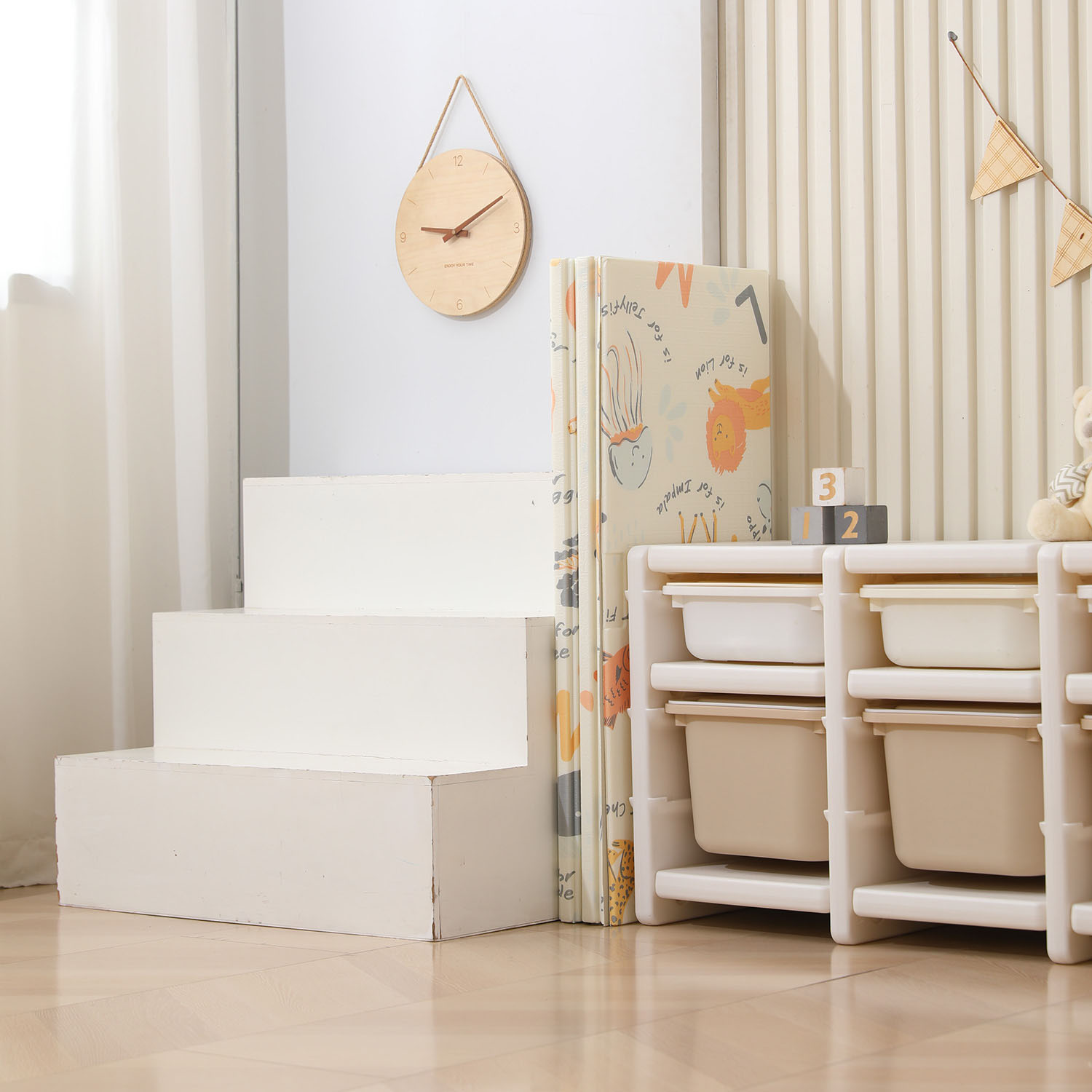 Манеж большой игровой детский UNIX Kids Simple 225x188 Color PPSI18GGW + Коврик складной 120x150 см Camel PMLG120C
