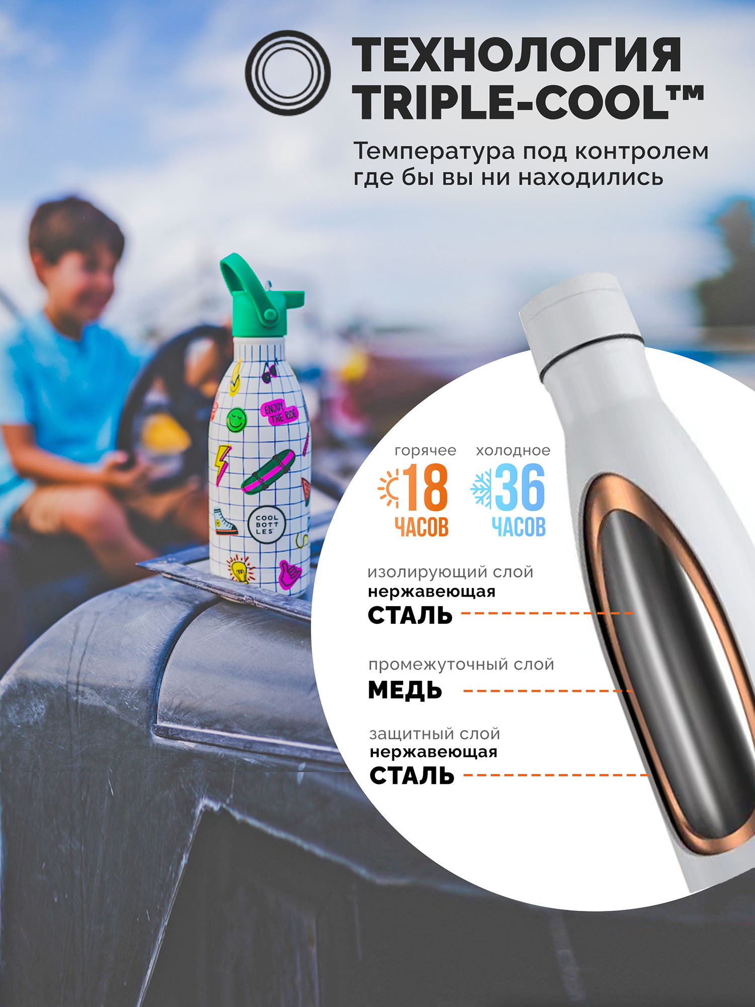 Термос–термобутылка Cool Bottles Kids 500мл