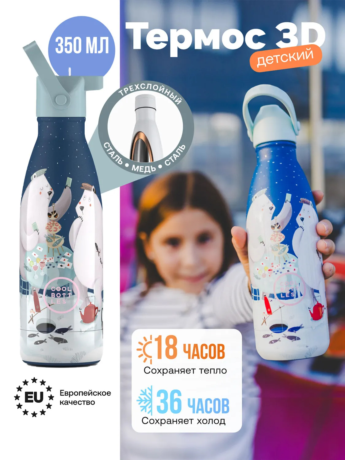Термос–термобутылка Cool Bottles Kids 350мл