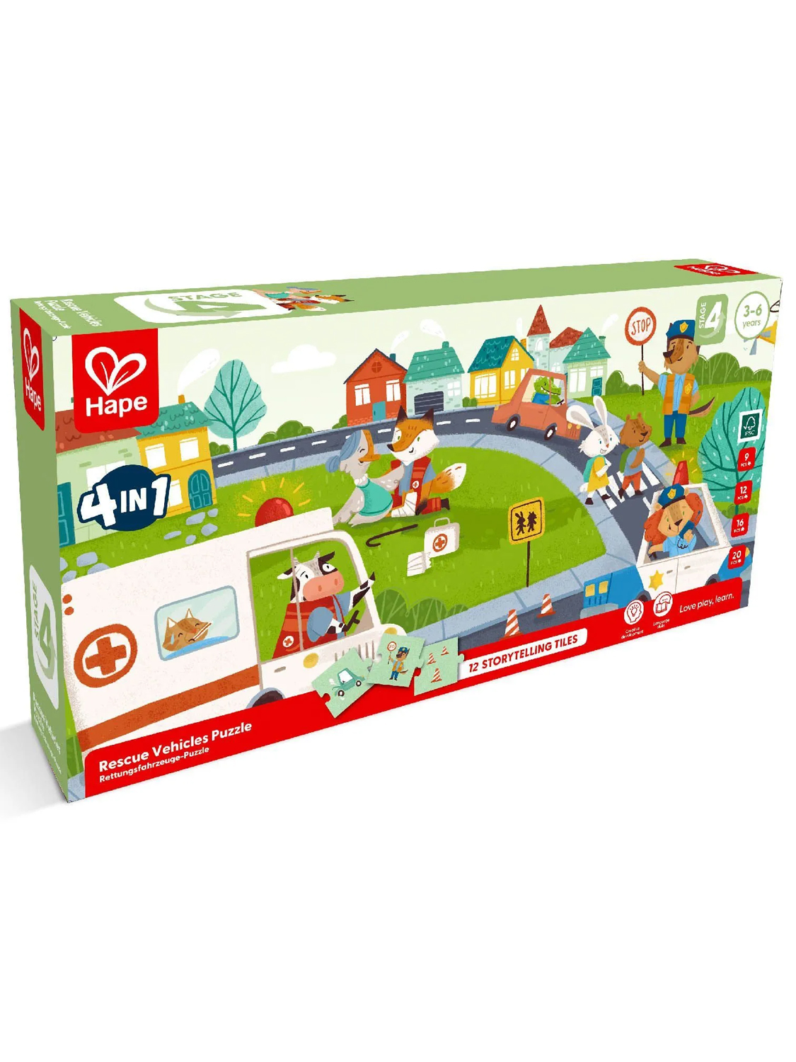Пазл HAPE для детей Спасательные машины 4в1, 76 элементов E1639_HP