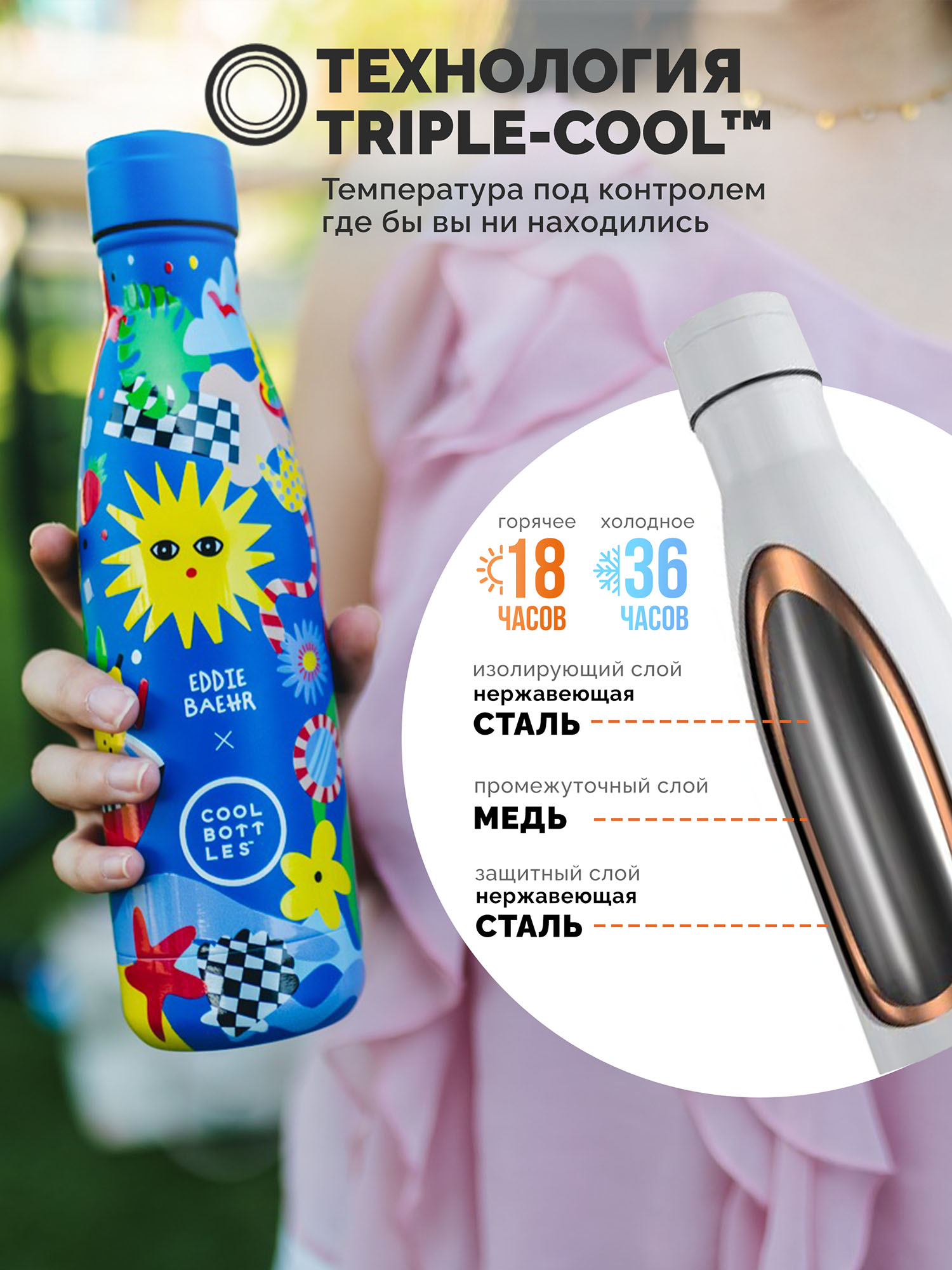 Термос–термобутылка Cool Bottles 500мл
