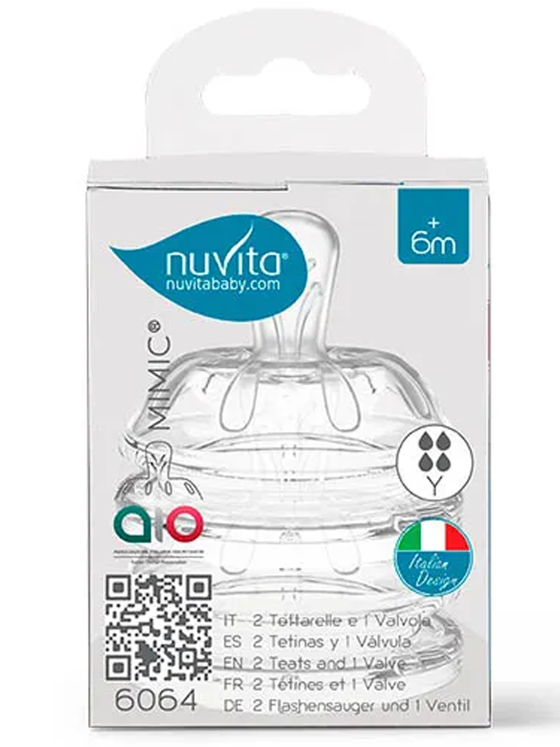 Соска для бутылочек Nuvita силиконовая 6064 Teats Flow Y, 2 шт