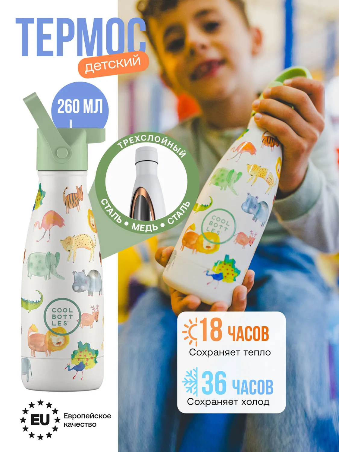 Термос–термобутылка Cool Bottles Kids 260мл