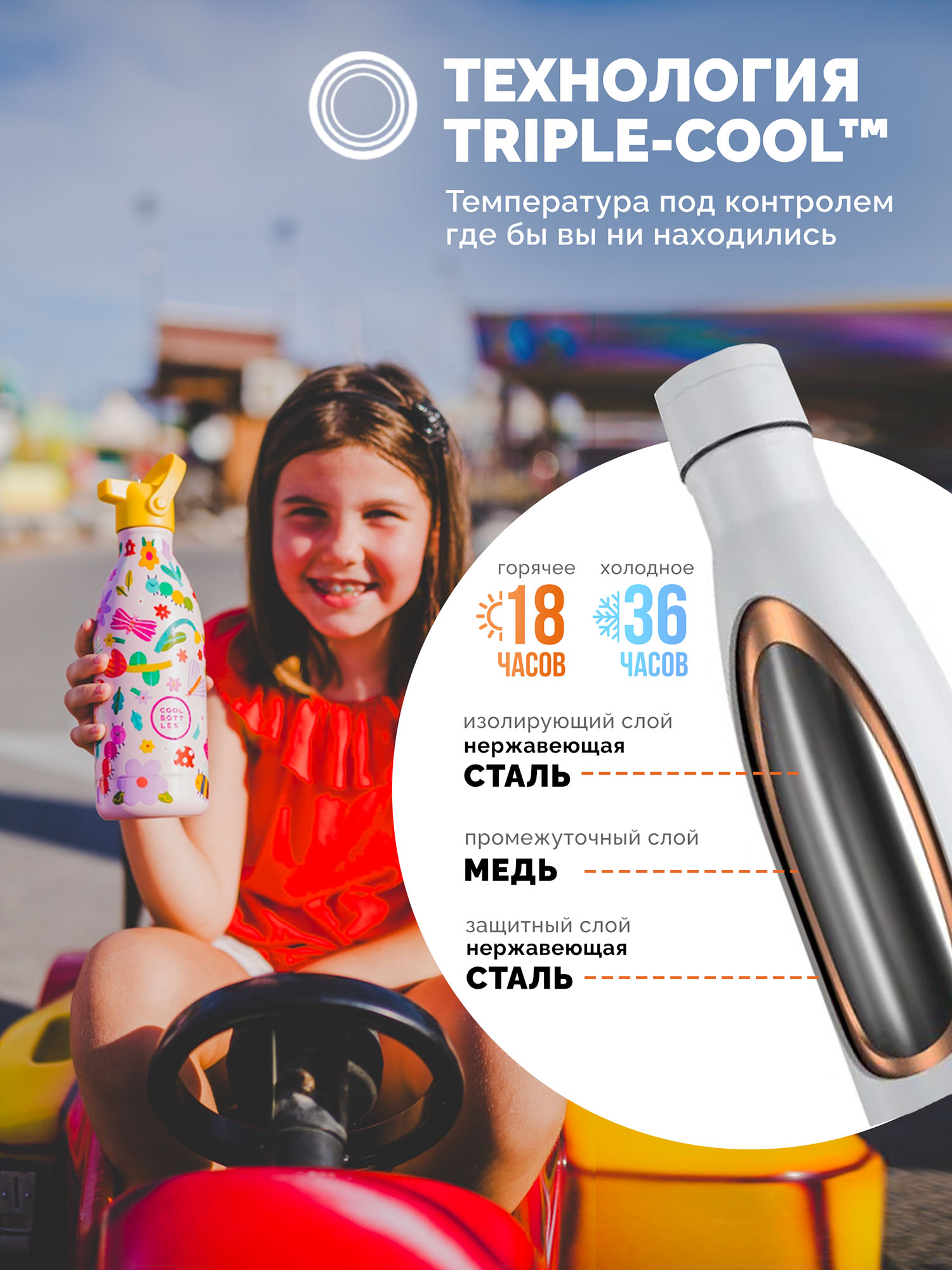 Термос–термобутылка Cool Bottles Kids 500мл