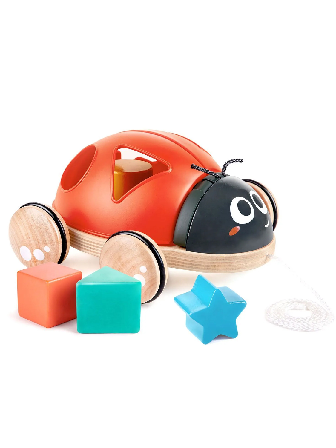 Игрушка каталка-сортер Hape «Божья коровка», 5 предметов