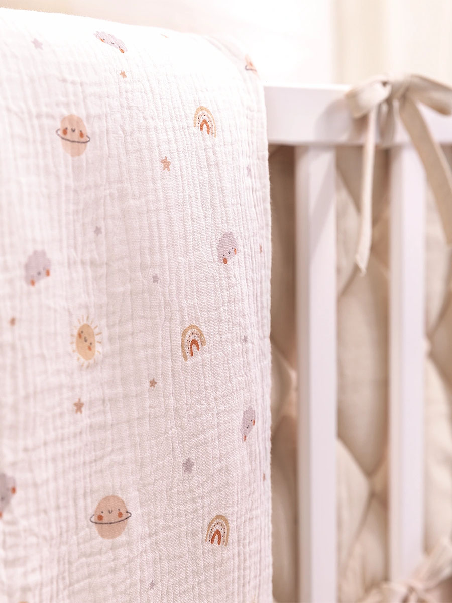 Комплект постельного белья PERINA Muslin 3 предмета 120х60 Планеты/Латте