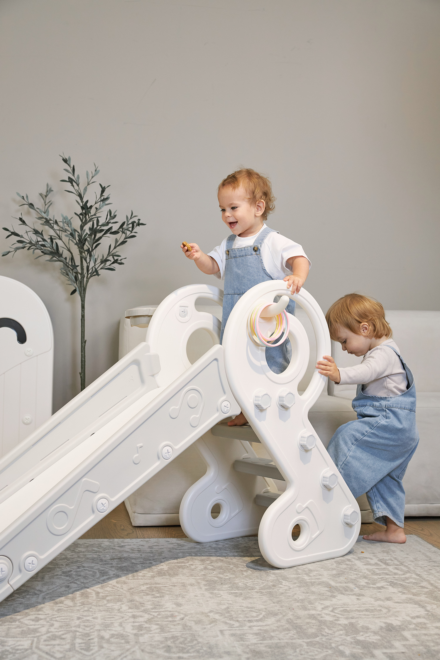 Комплект UNIX Kids: Горка Music Grey PPSL132GRY + Подарок Балансборд белый PPBB90W