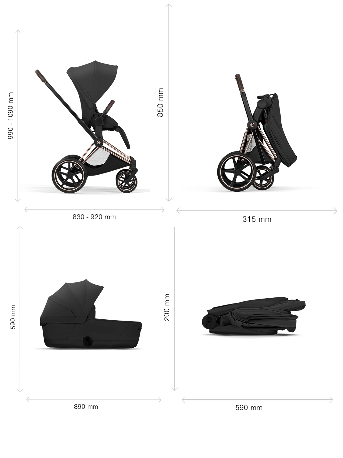 Коляска 2 в 1 Cybex Priam (5) Style шасси Matt Black