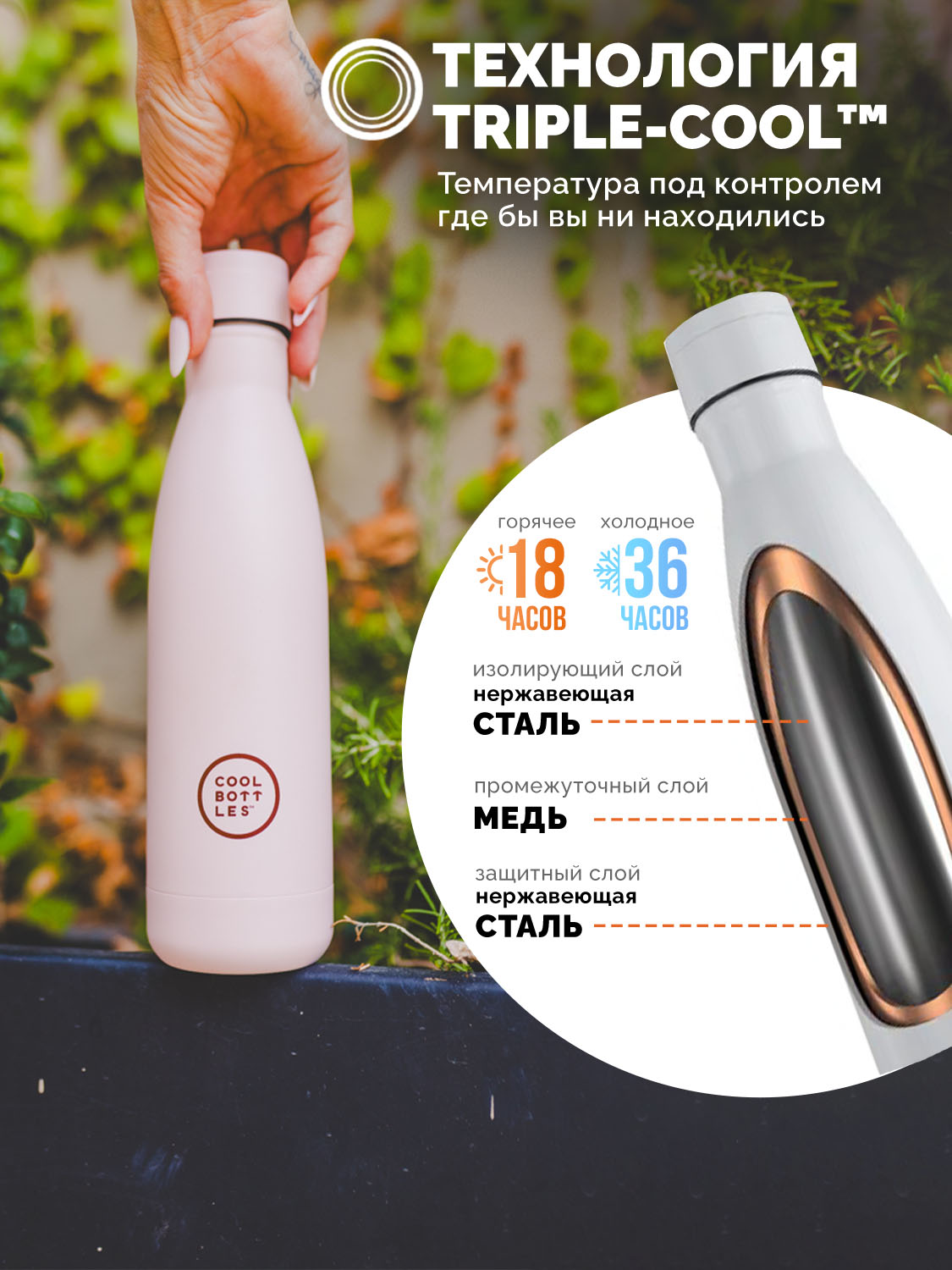 Термос–термобутылка Cool Bottles 500мл