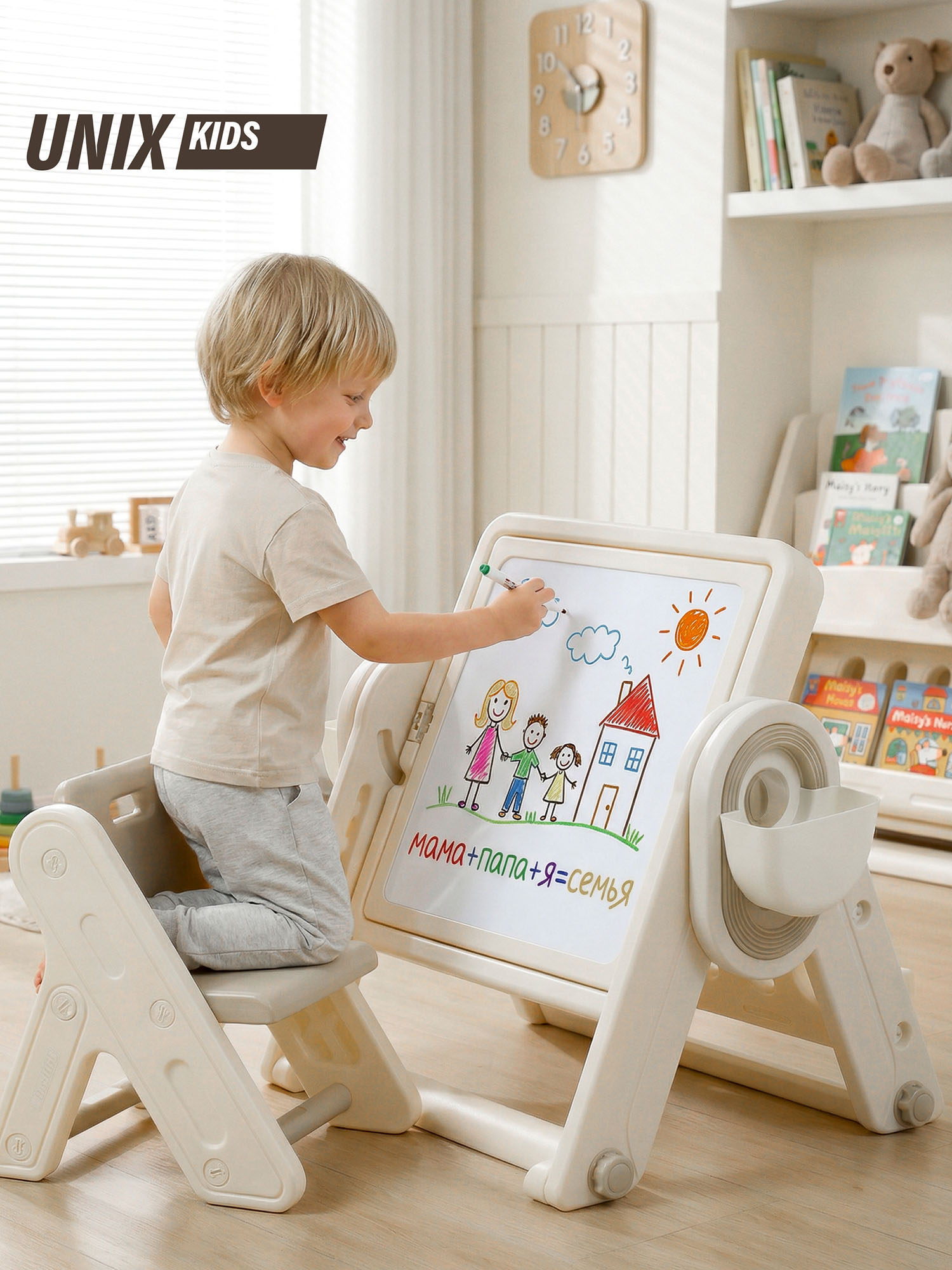 Стол со стульчиком 4 в 1 детский развивающий UNIX Kids Lego
