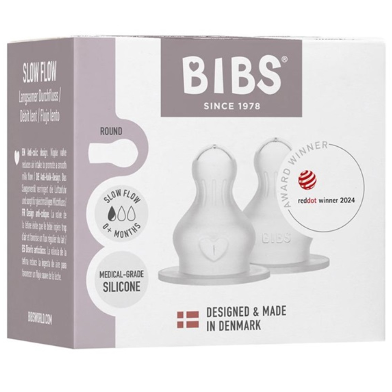 Соска BIBS силиконовая для бутылочки медленный поток - 2 шт