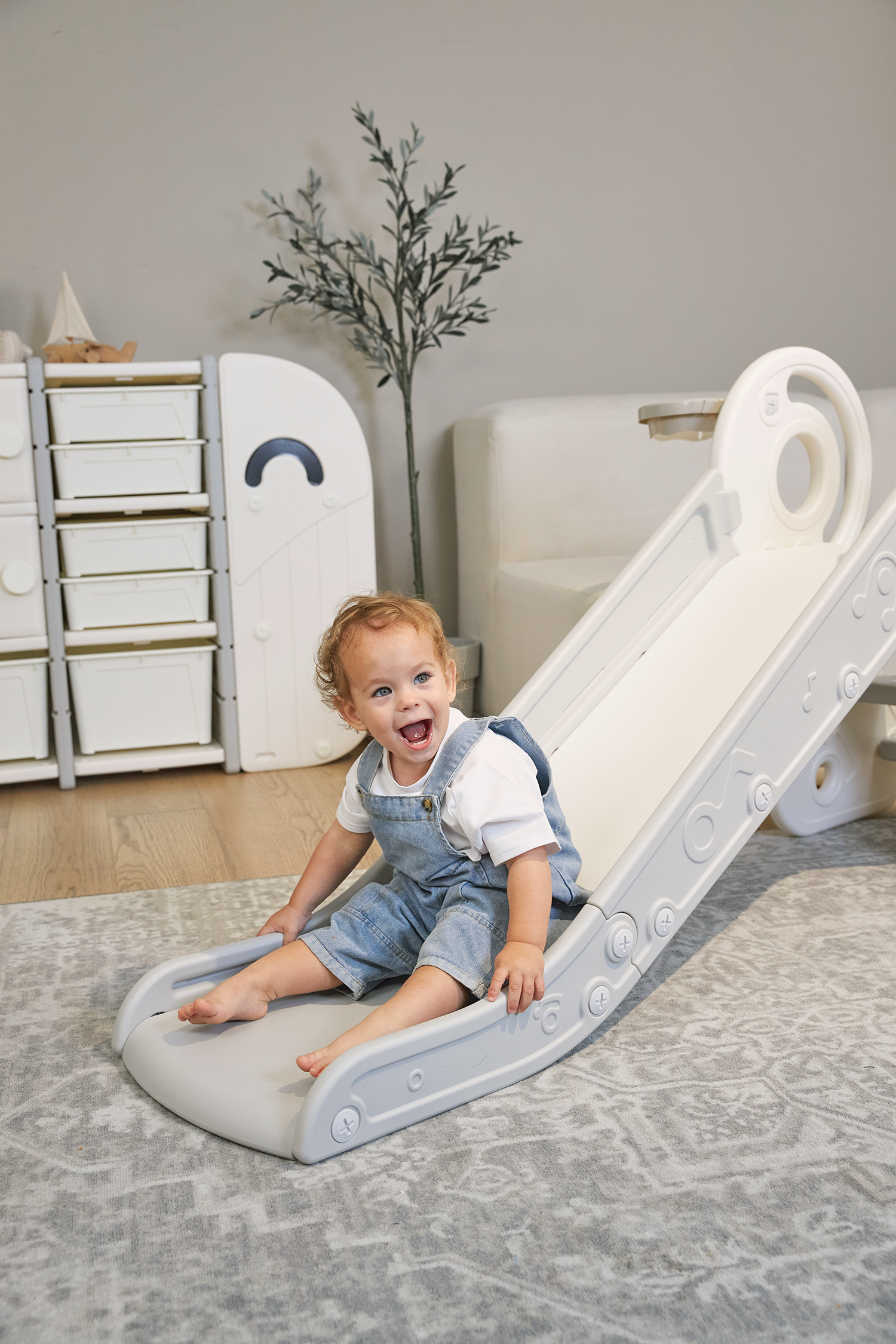Комплект UNIX Kids: Горка Music Grey PPSL132GRY + Подарок Балансборд белый PPBB90W